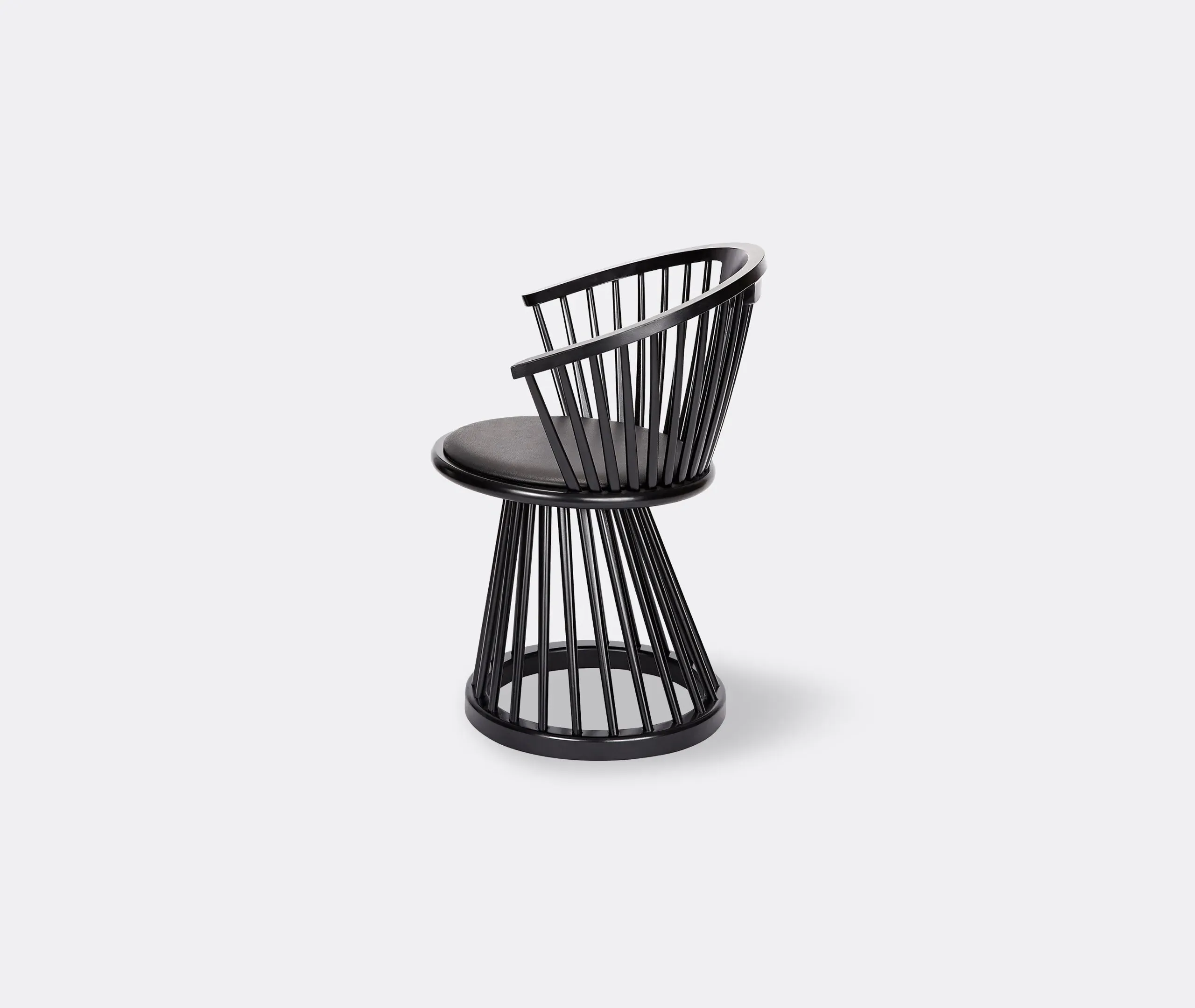 Fan Chair with Leather Seat - Black, Birch