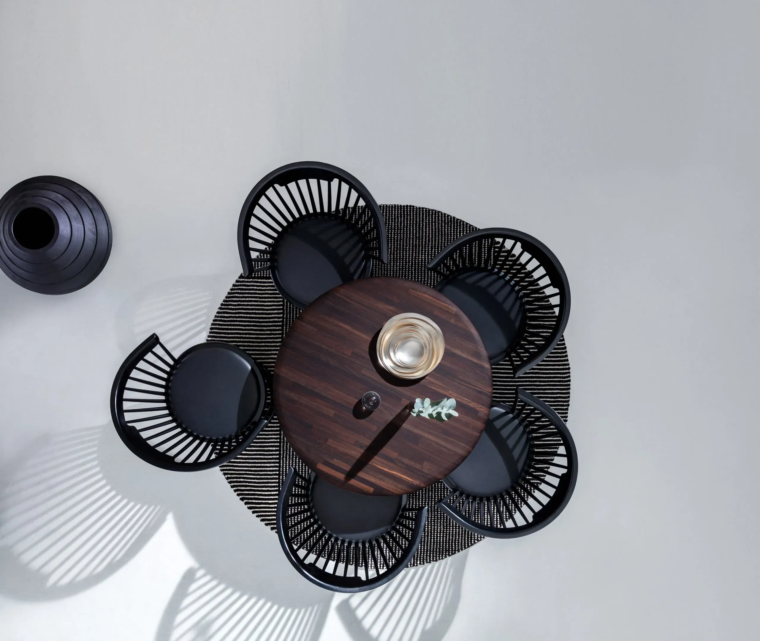 Fan Chair with Leather Seat - Black, Birch