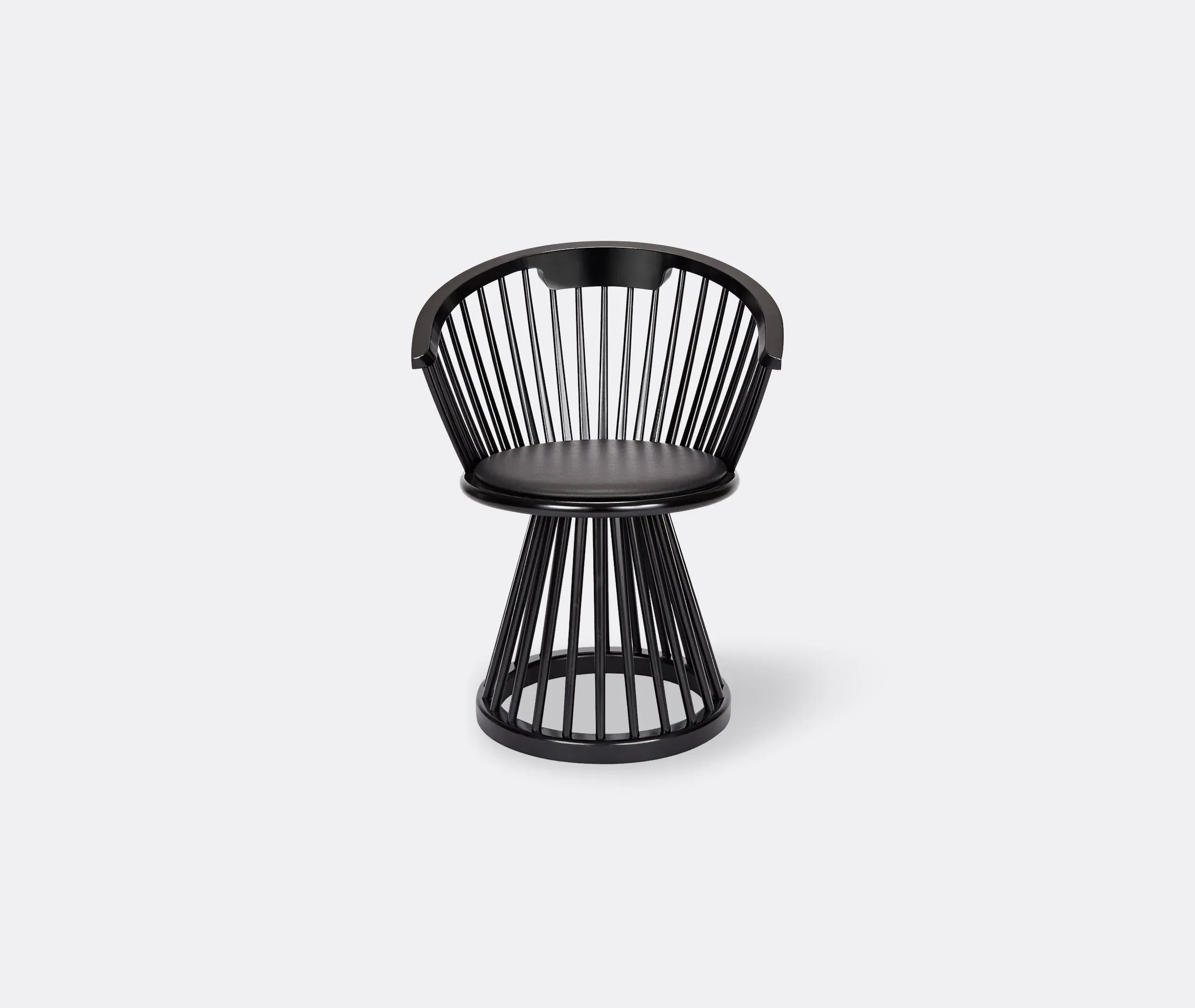 Fan Chair with Leather Seat - Black, Birch