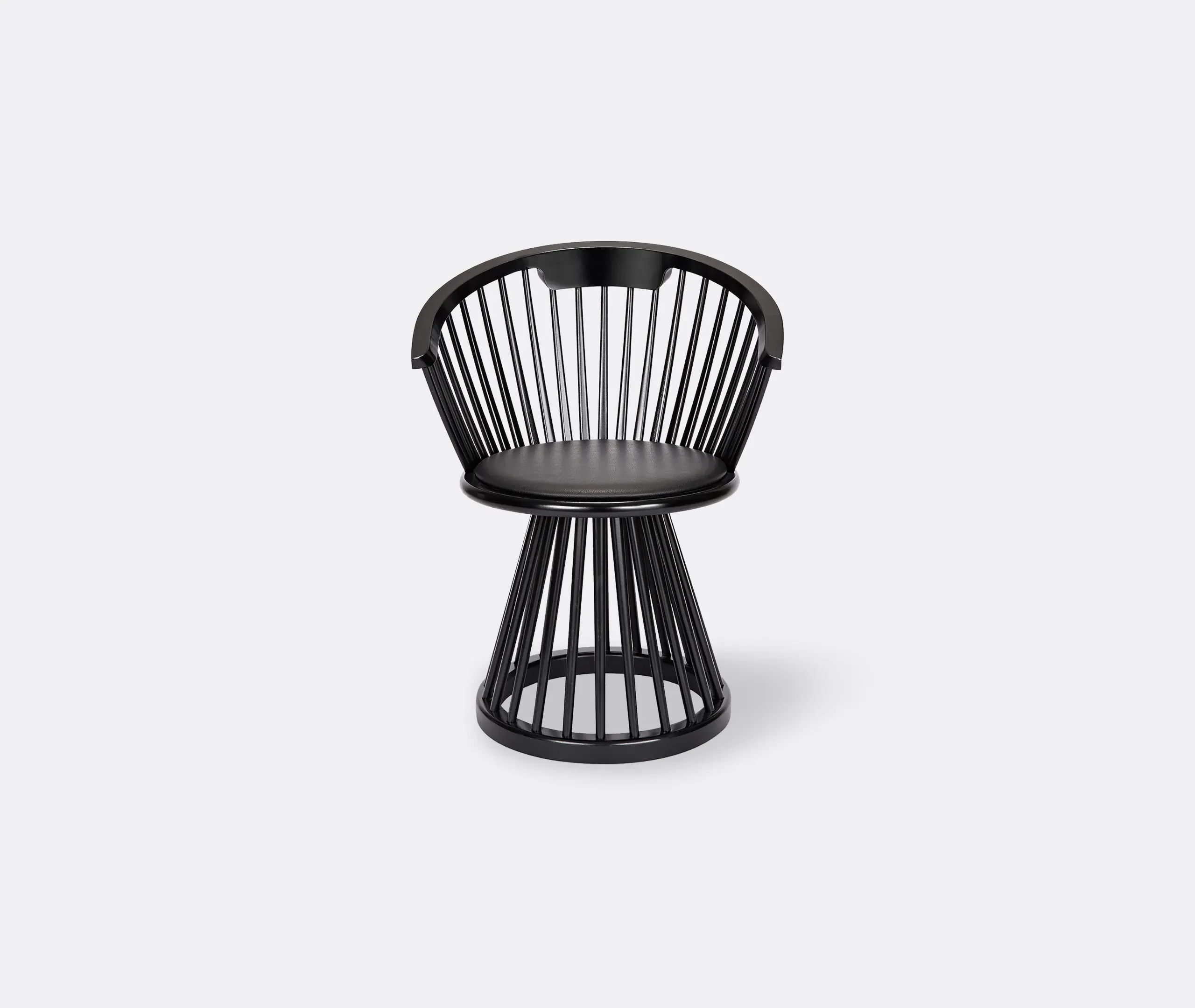 Fan Chair with Leather Seat - Black