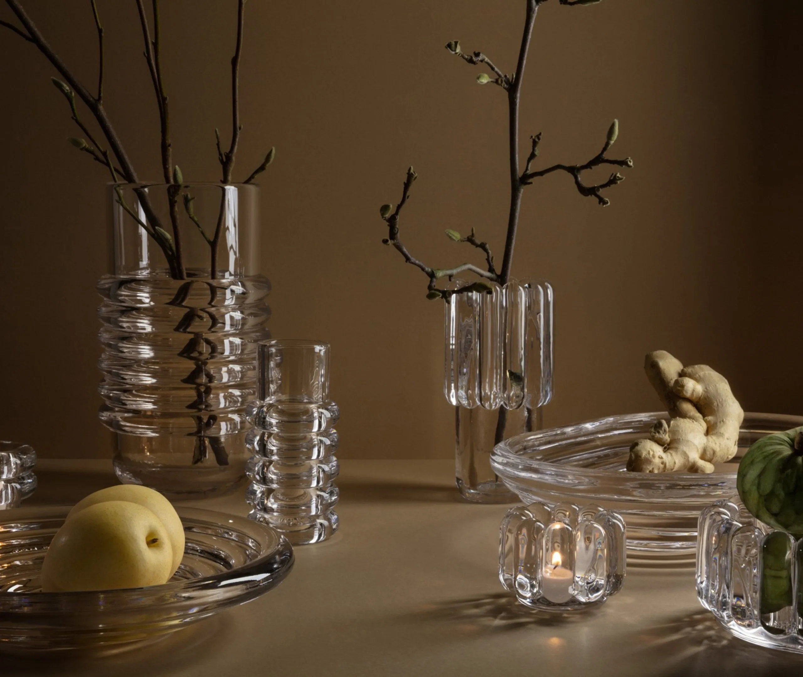 Large Press Vase - Clear, Pressed Glass