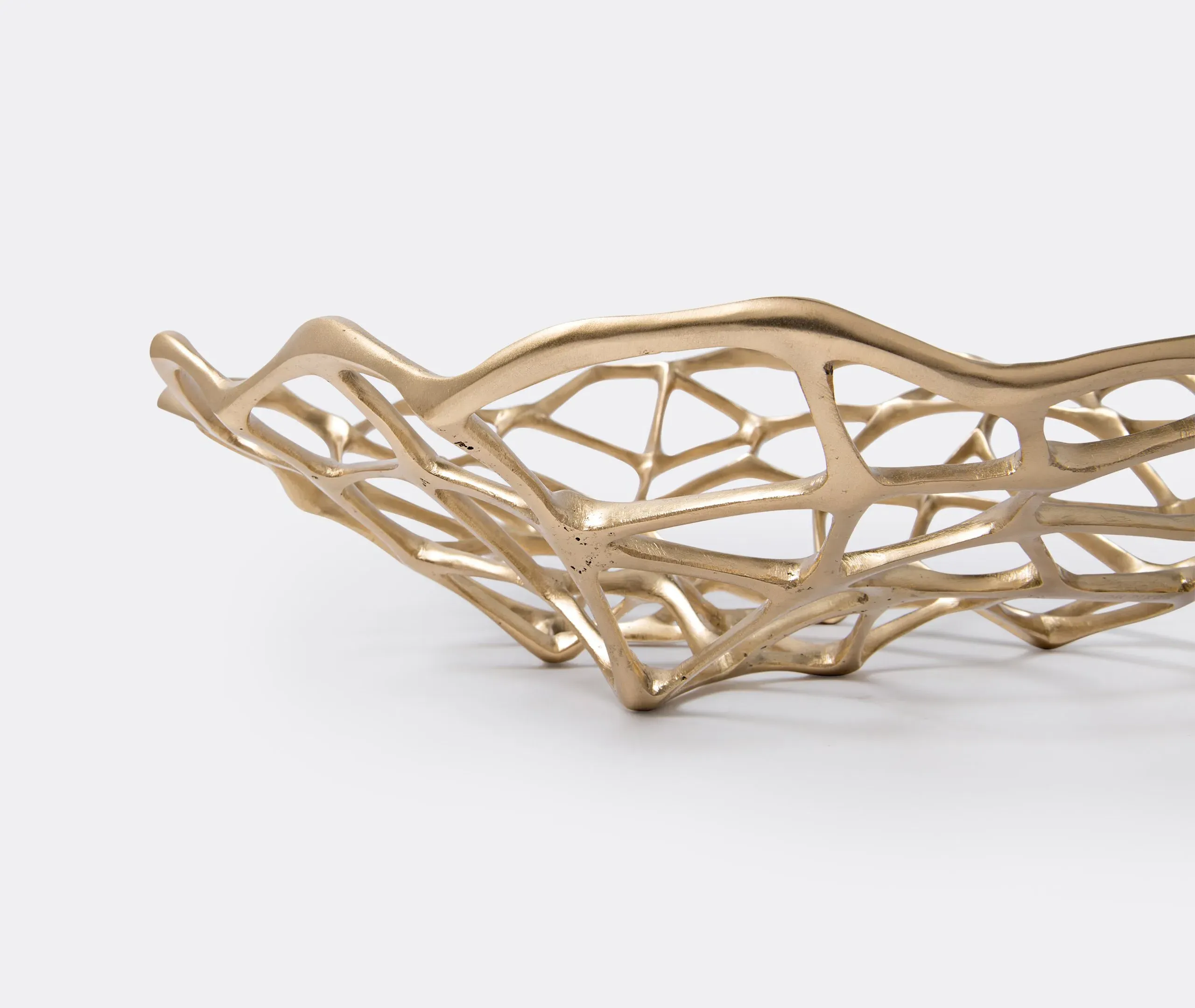 Lattice Fruit Bowl - Brass, Sand-Cast Metal
