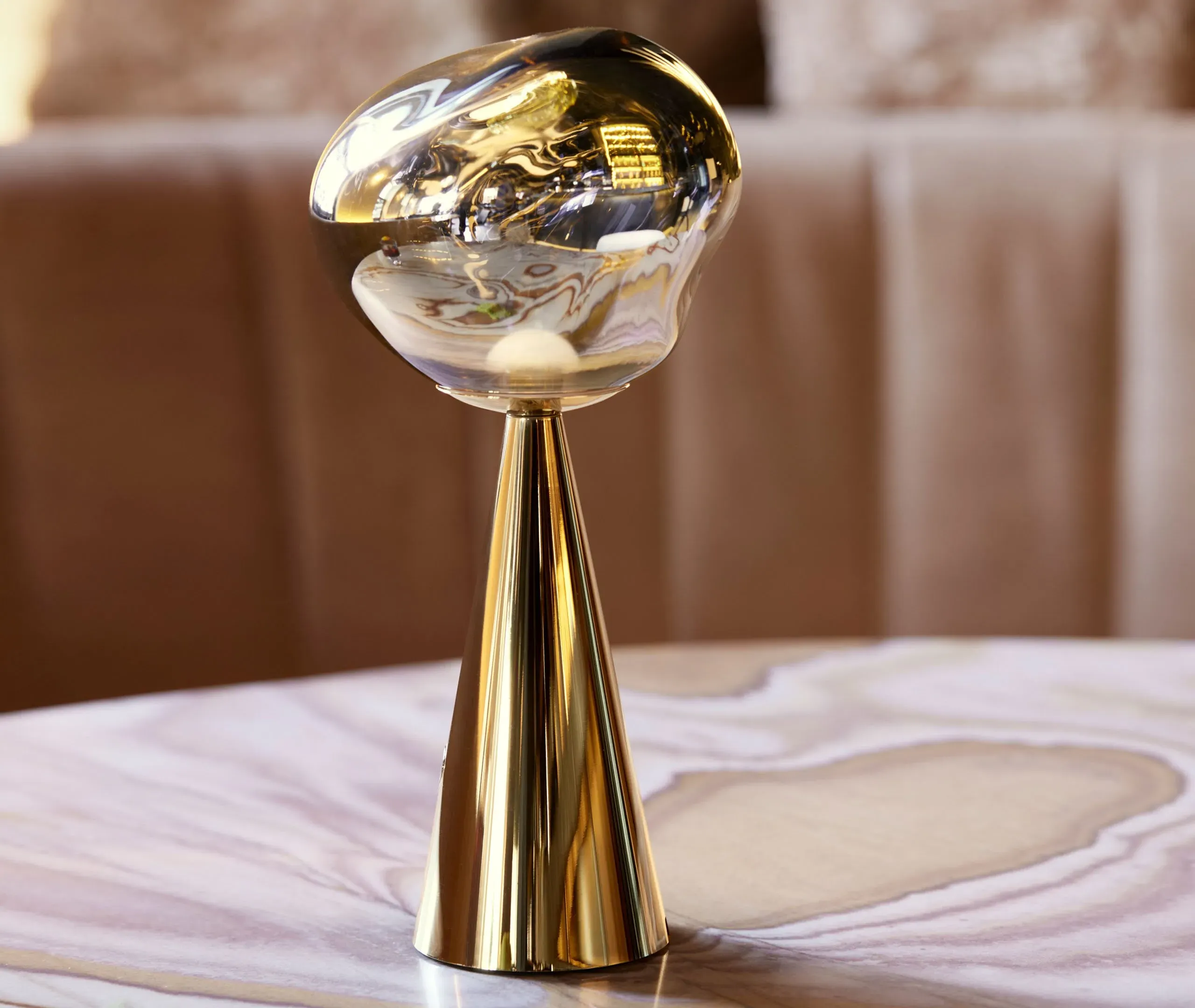 Portable LED Lamp with Battery - Gold, Glass