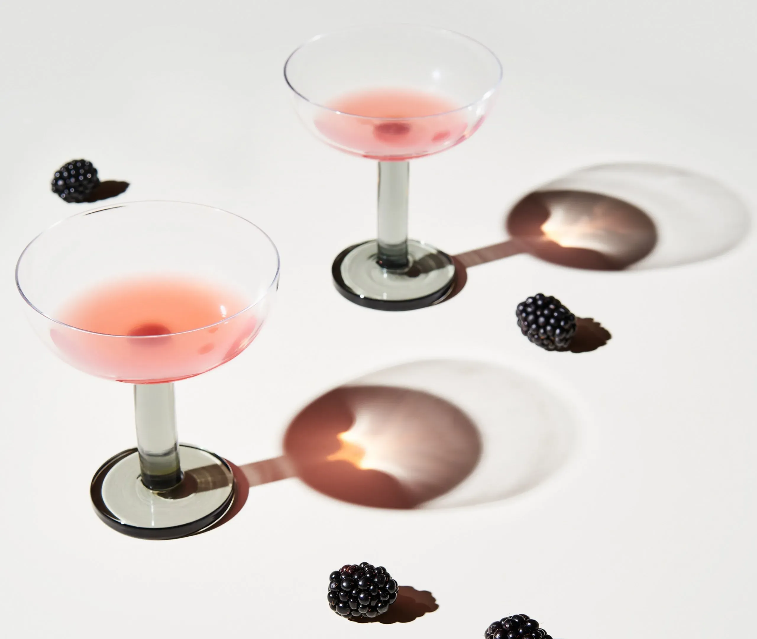 Puck Coupe Glass Set of Two - Clear, Black Base