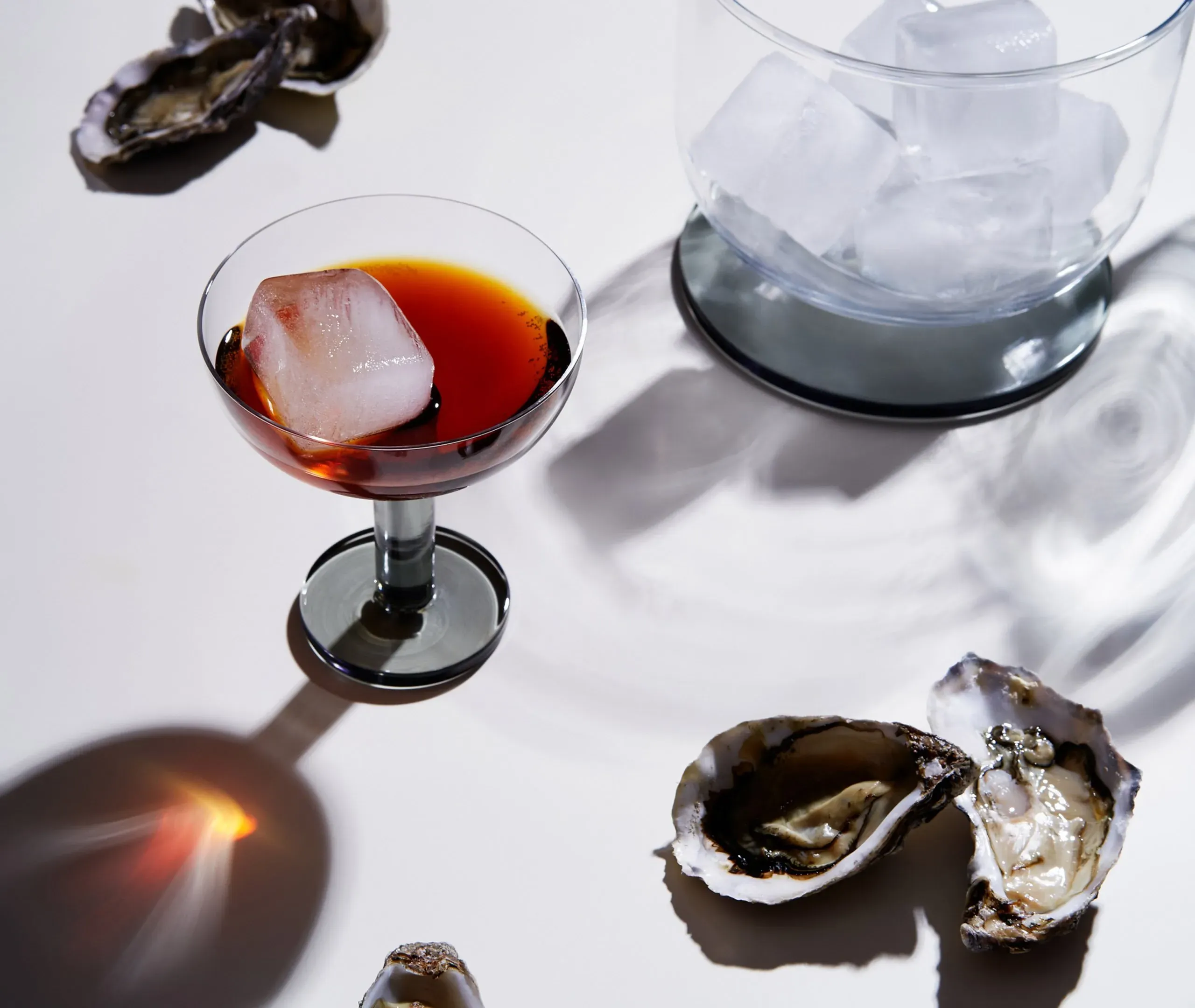 Puck Coupe Glass Set of Two - Clear, Black Base