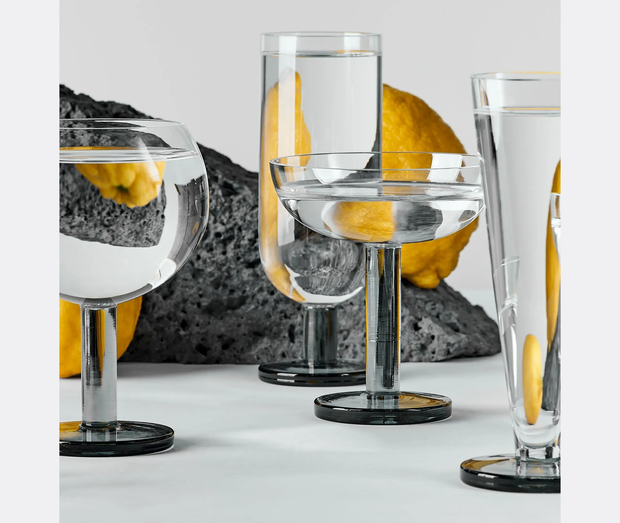 Puck Flute Glass Set of Two - Multicolor