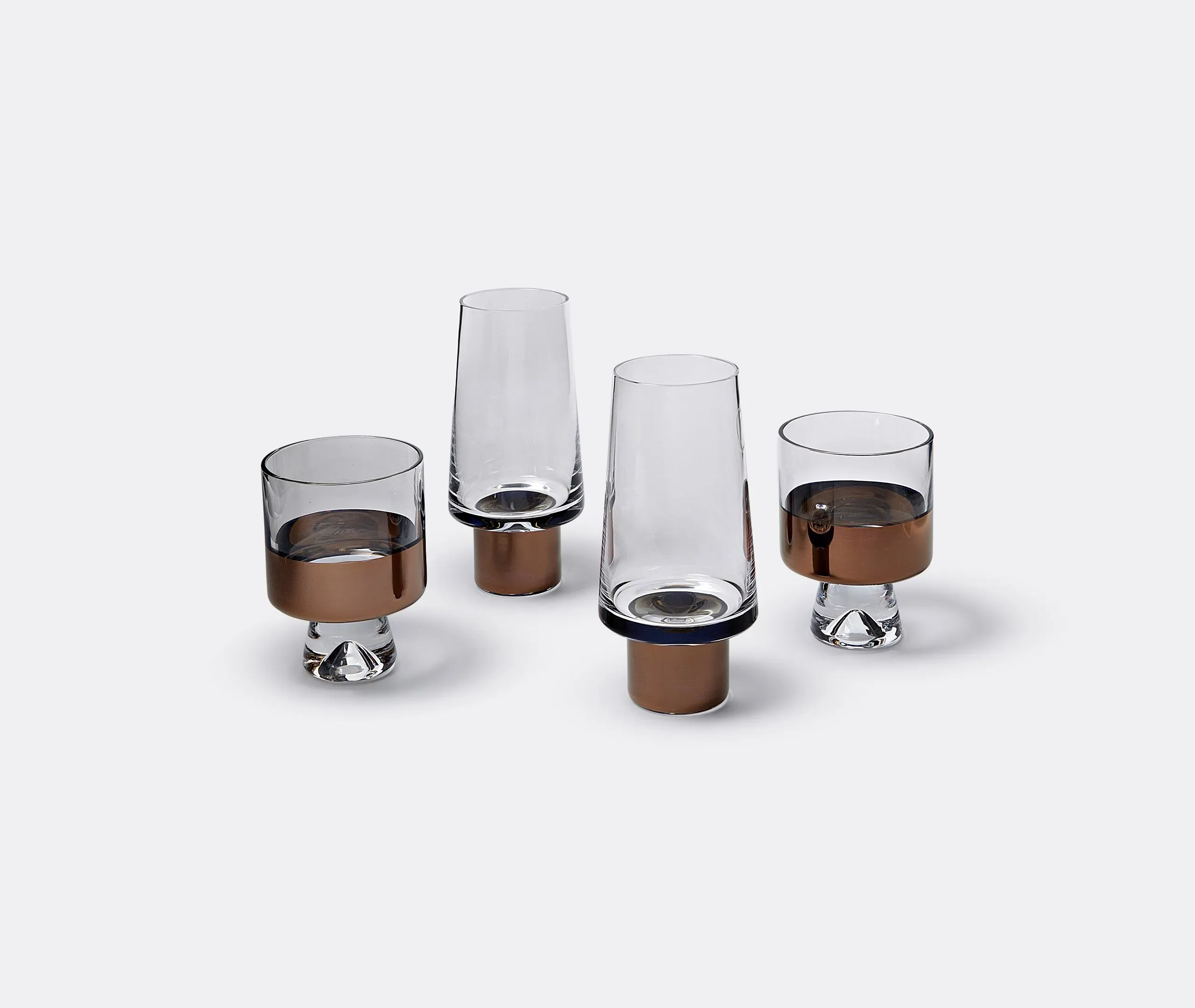 Set of 2 Low Ball Glasses - Copper, Glass