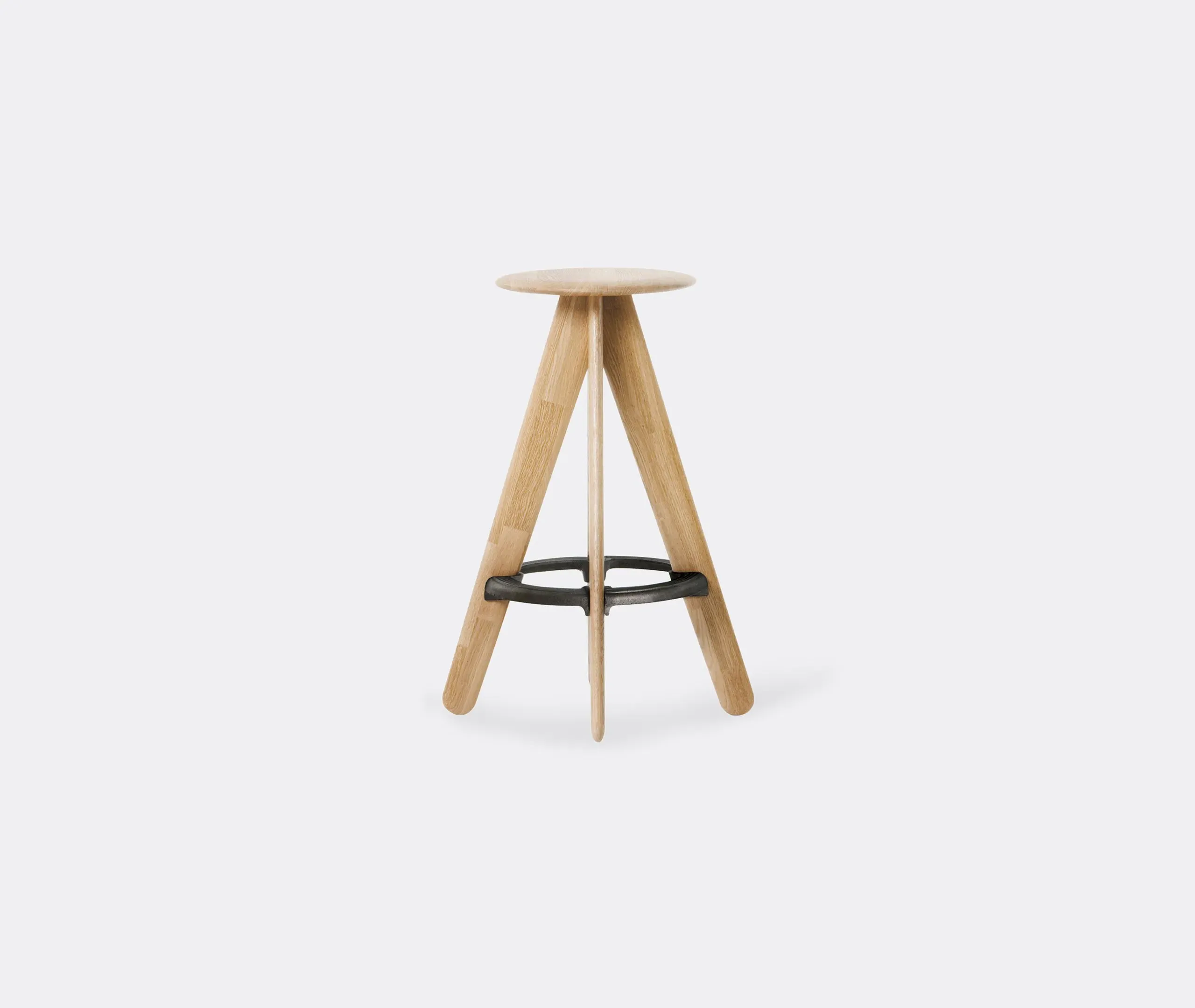 Slab Stool with Cast Iron Ring - Natural, Oak image