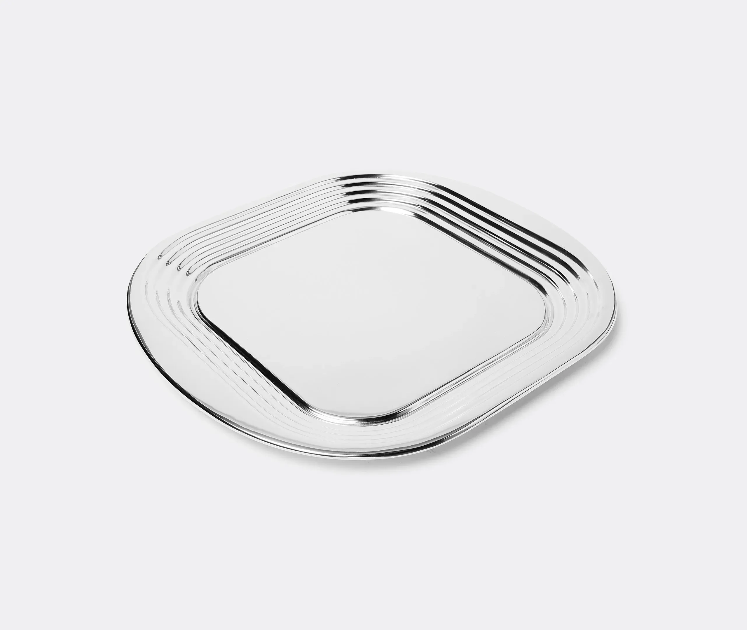 Square Serving Tray with Ridged Edge - Silver Steel image