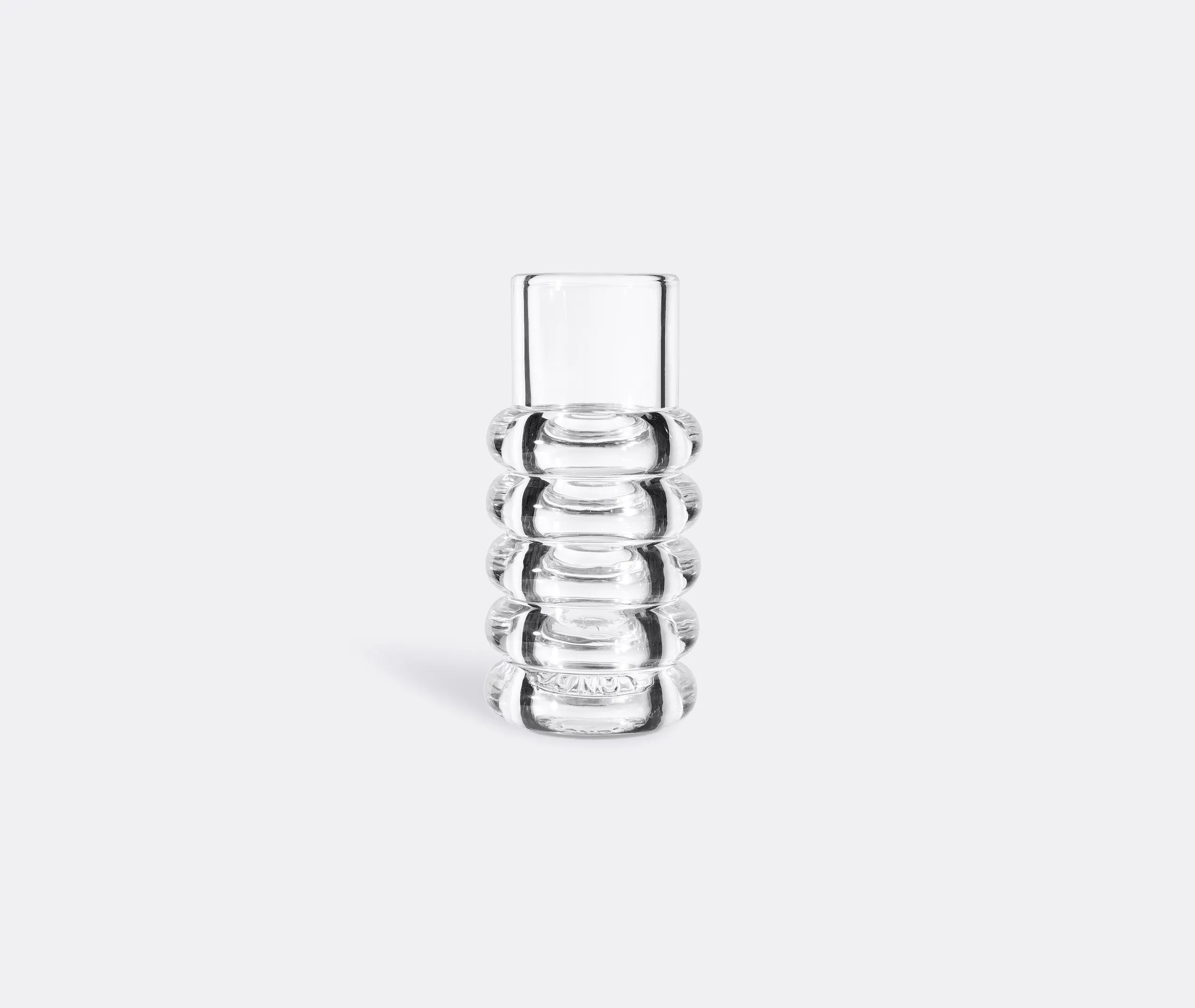 Stem Vase with Grooved Design - Clear, Glass