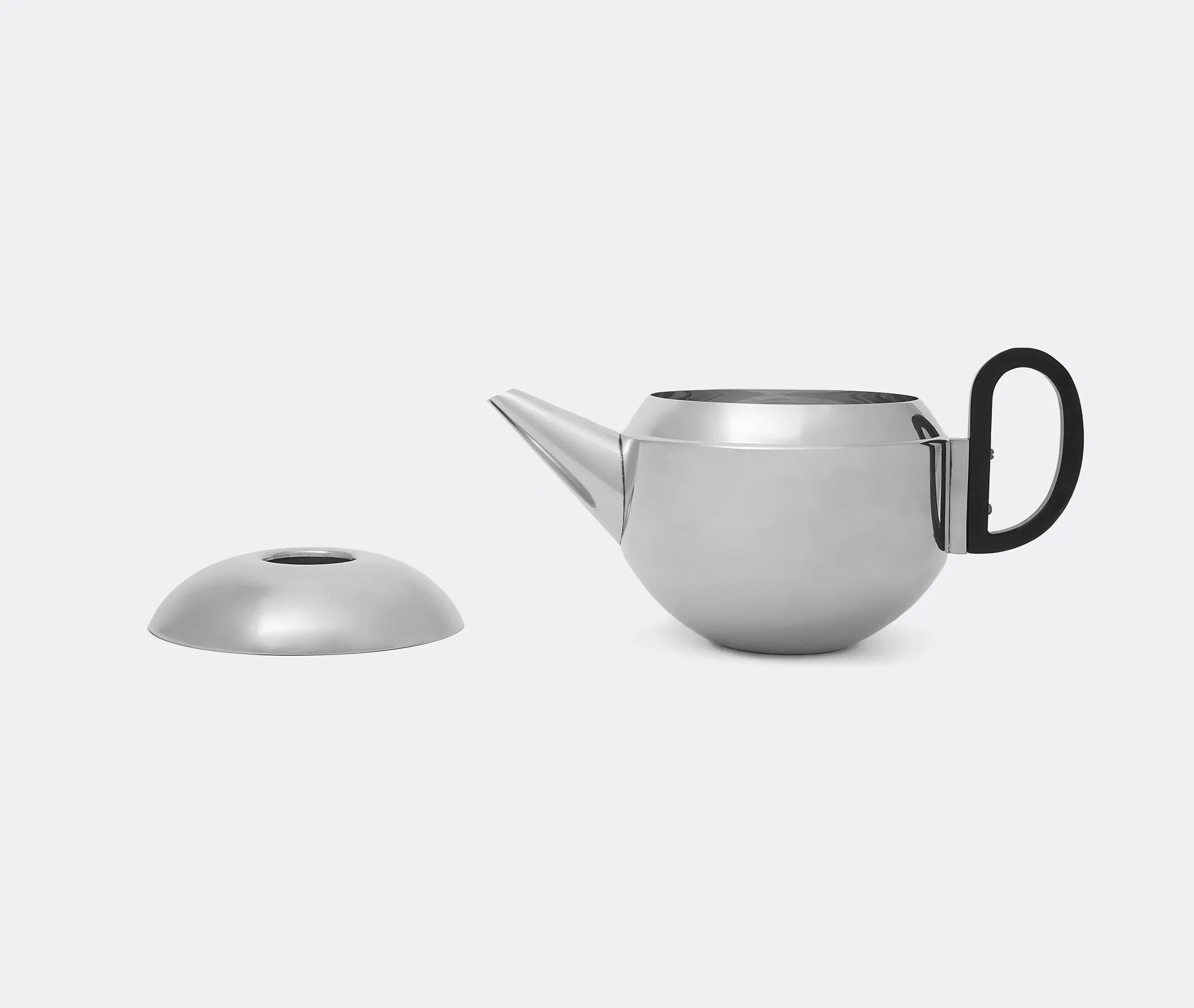 Tea Pot with Leather Handle - Silver, Steel