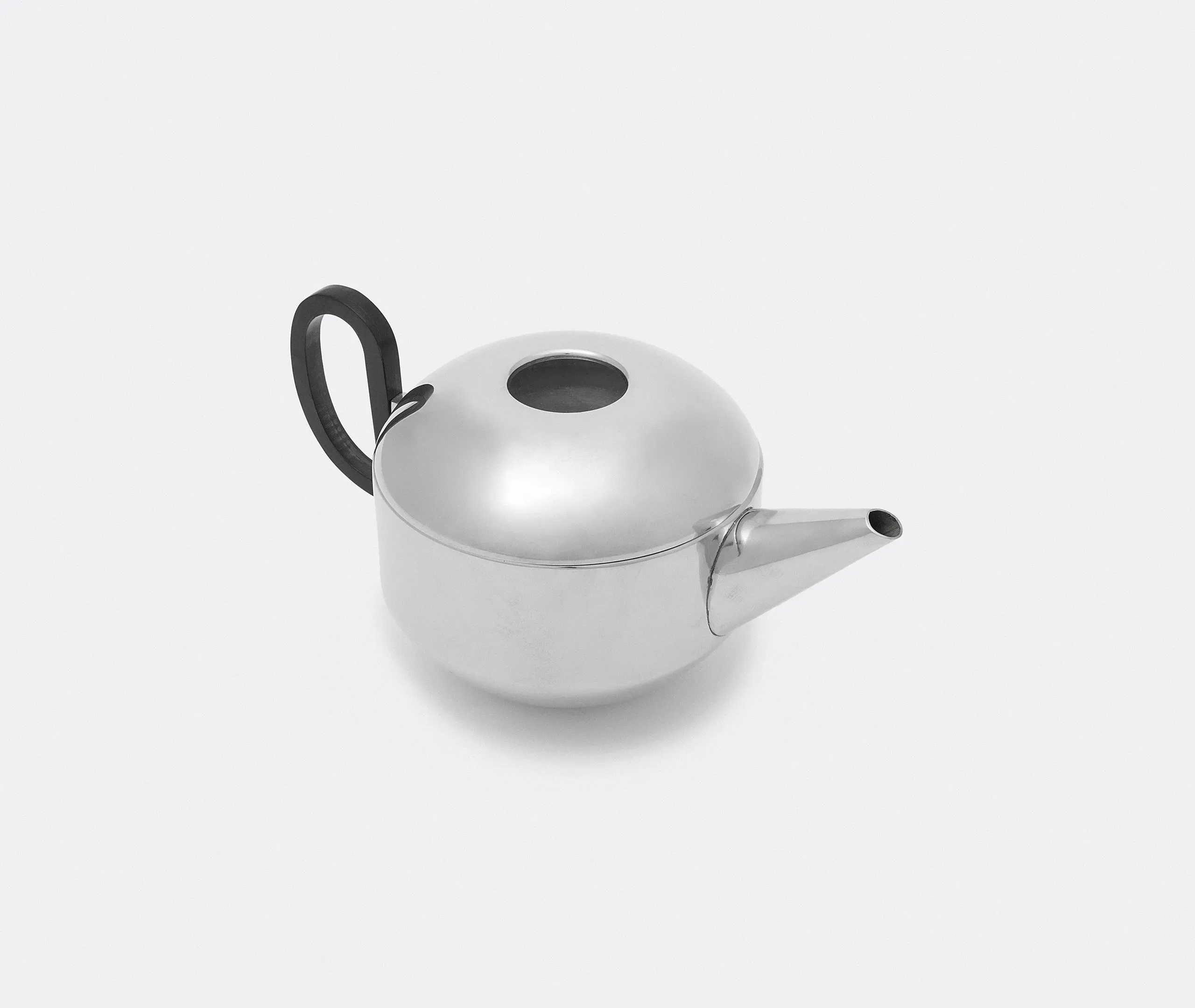 Tea Pot with Leather Handle - Silver, Steel