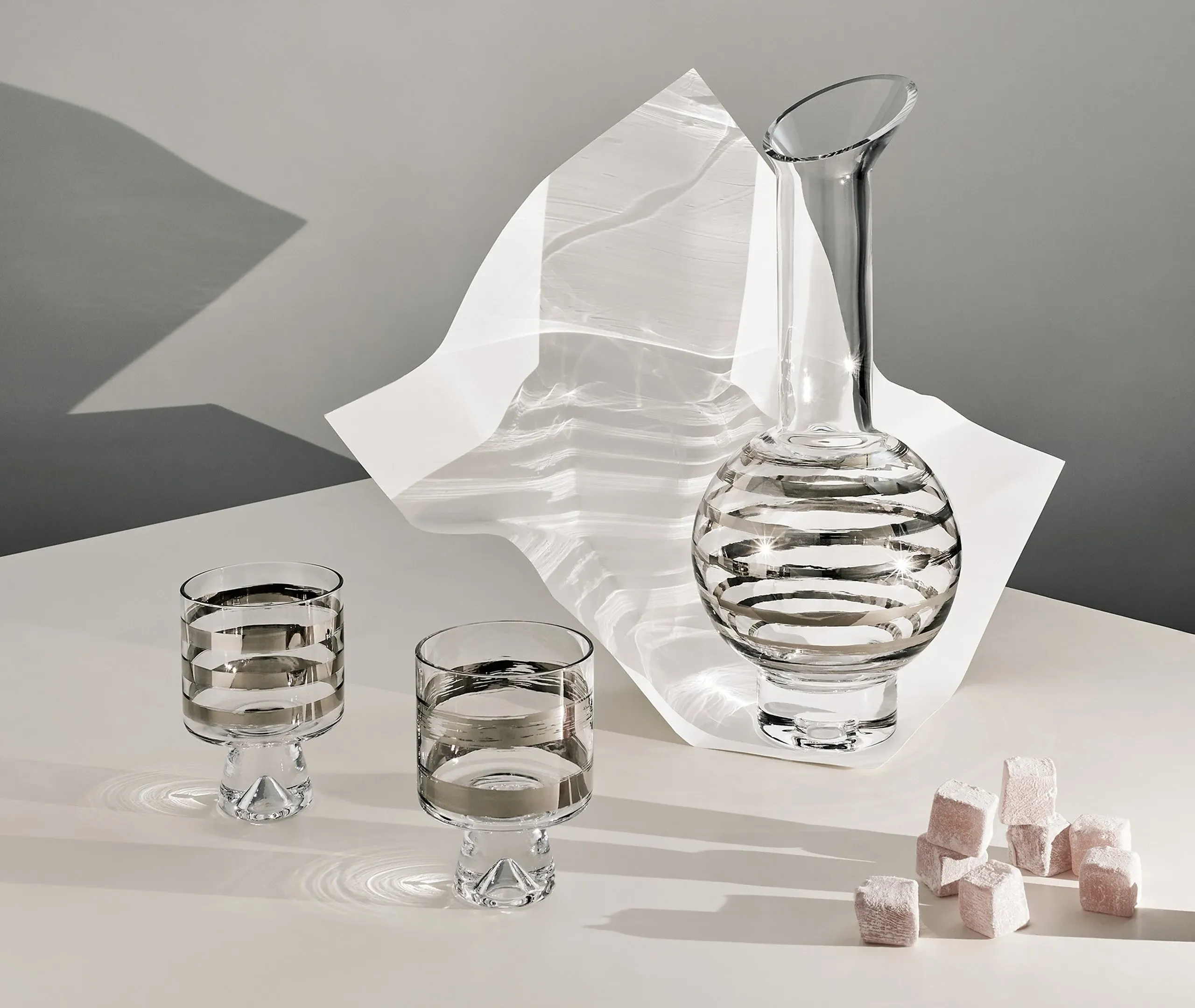 Water Gift Set with Platinum Detail - Clear Glass