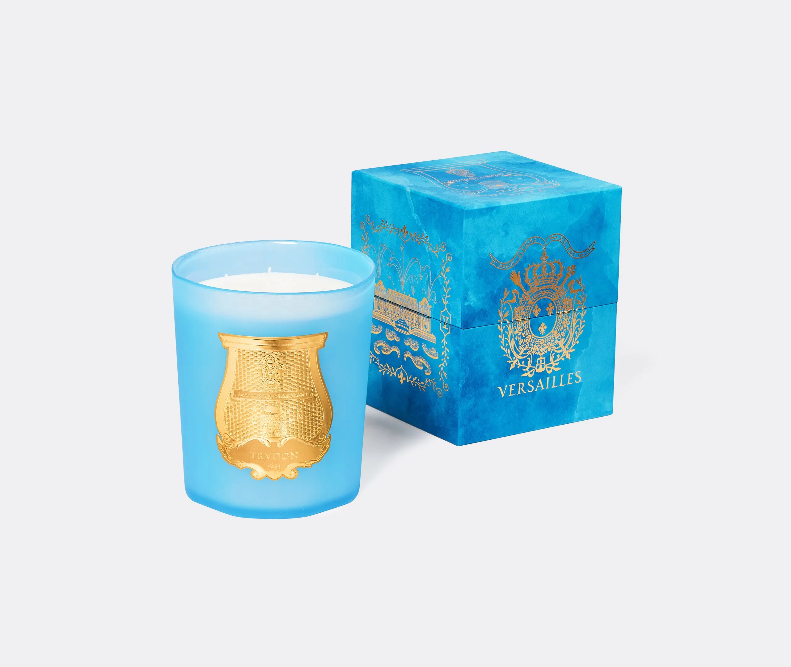 Large Versailles Candle - Light Blue, Wax