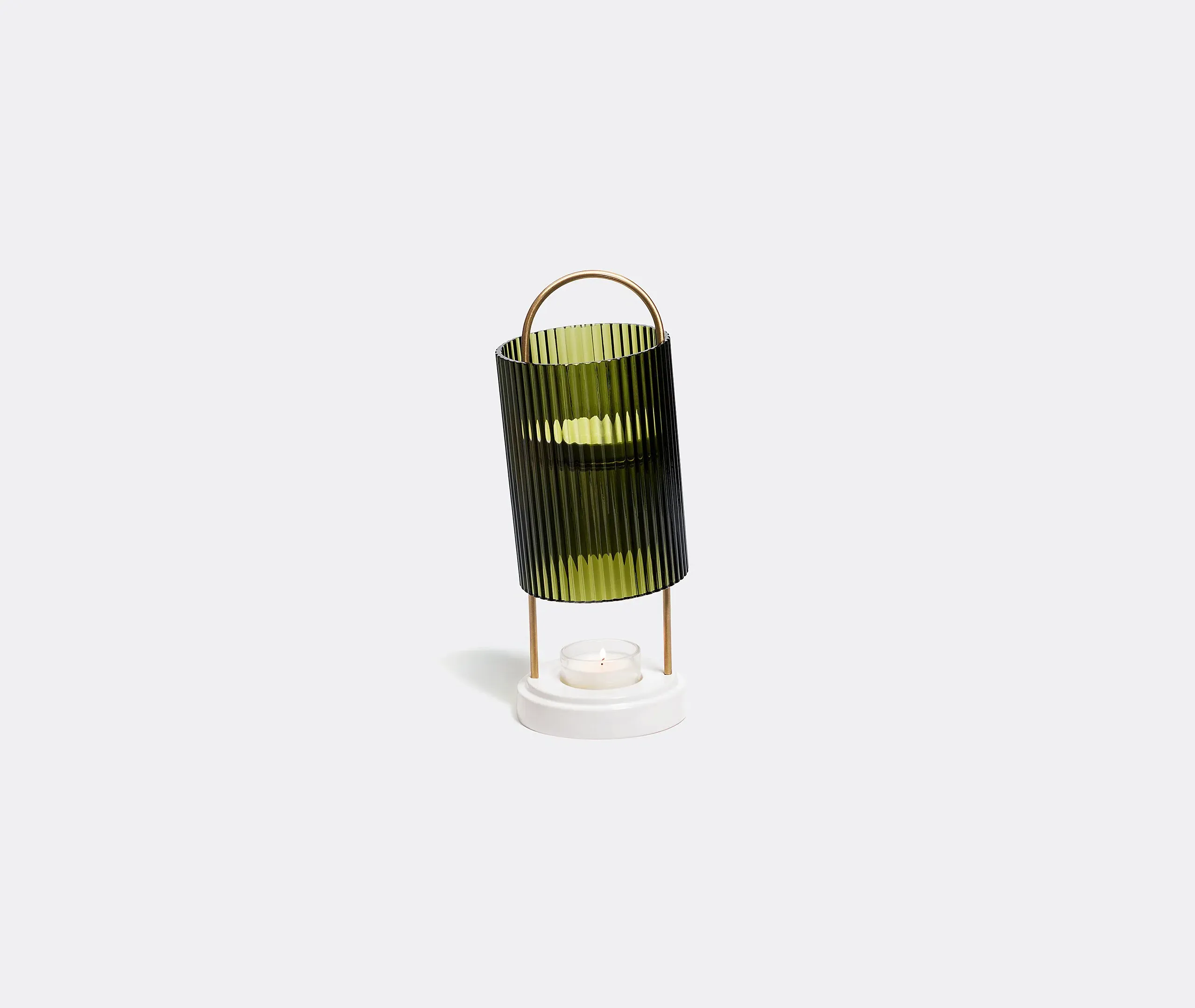 Scented Wax Warmer with Cameos - Green, Glass
