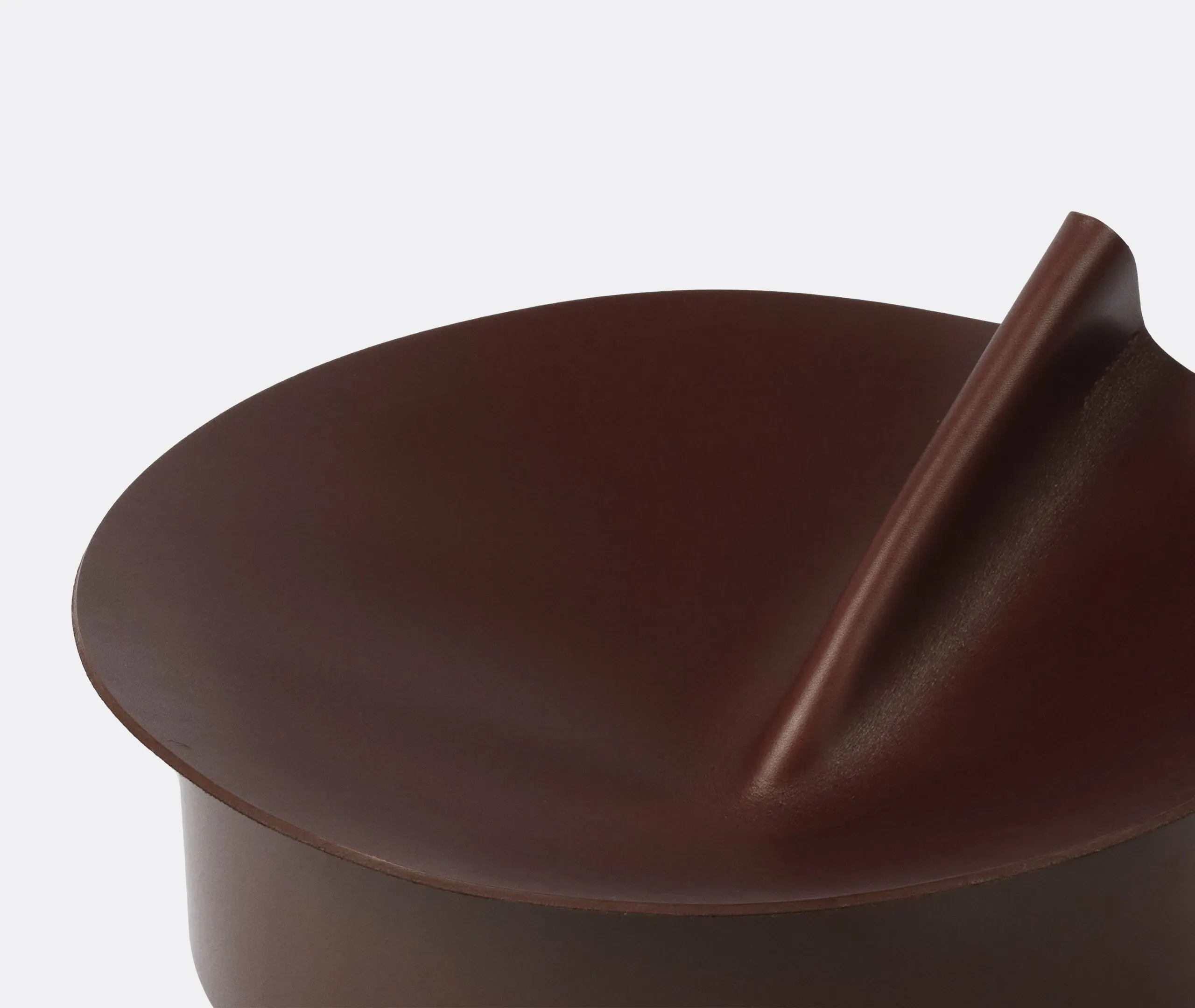 Large Storage Box with Sculptural Lid - Brown, Leather