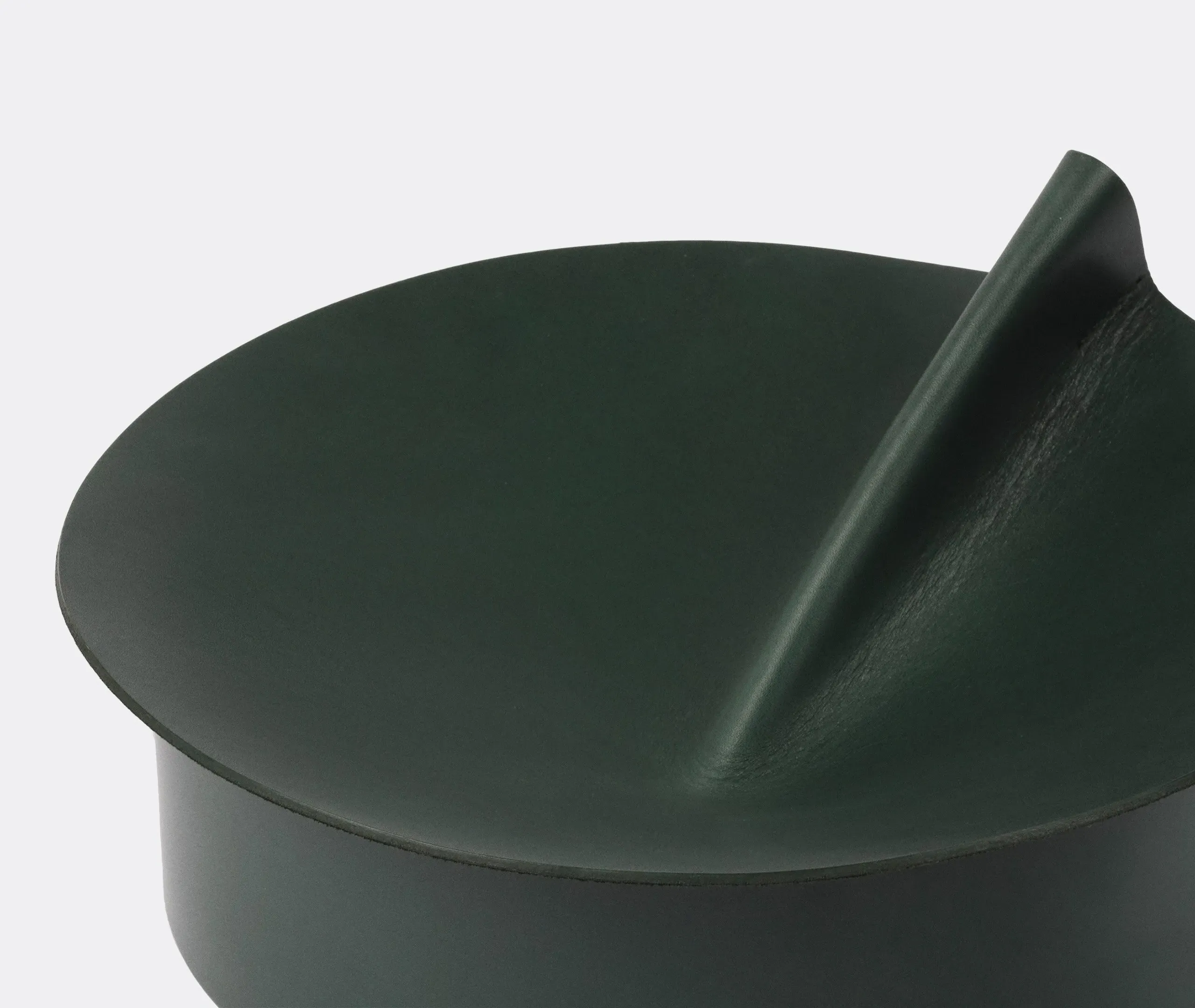 Large Storage Box with Sculptural Lid - Green, Leather