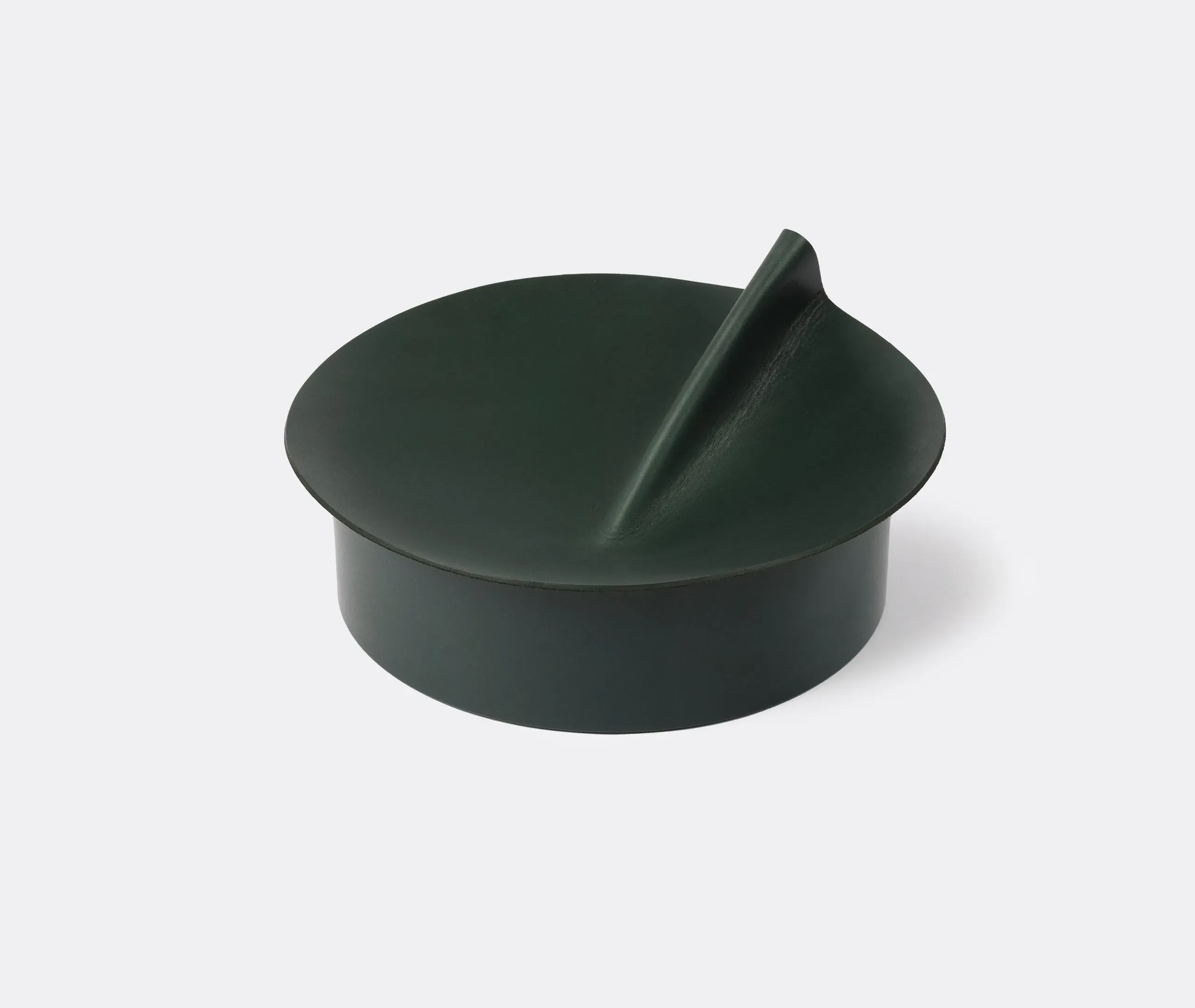 Large Storage Box with Sculptural Lid - Green, Leather