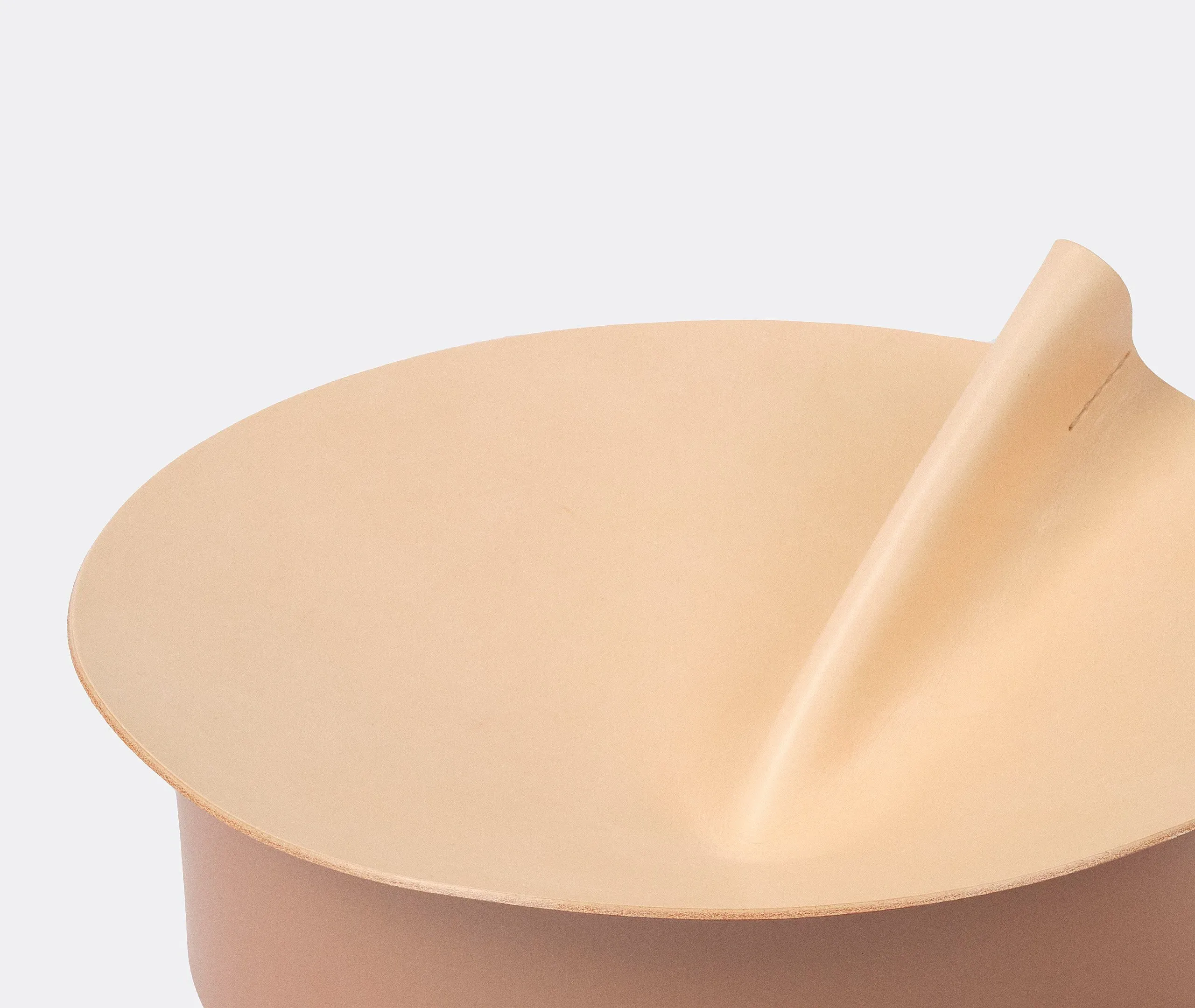 Large Storage Box with Sculptural Lid - Nude, Leather