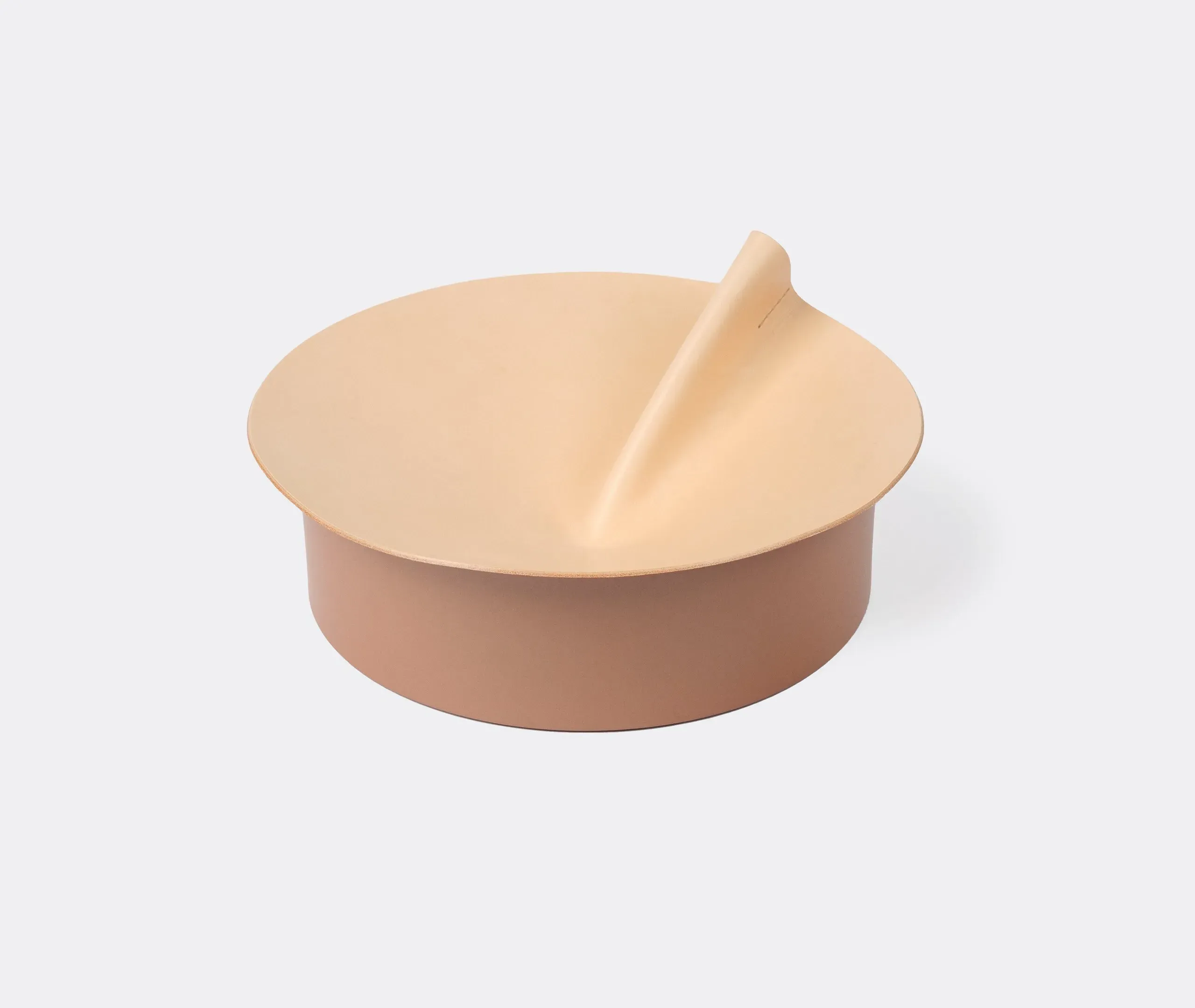 Large Storage Box with Sculptural Lid - Nude, Leather