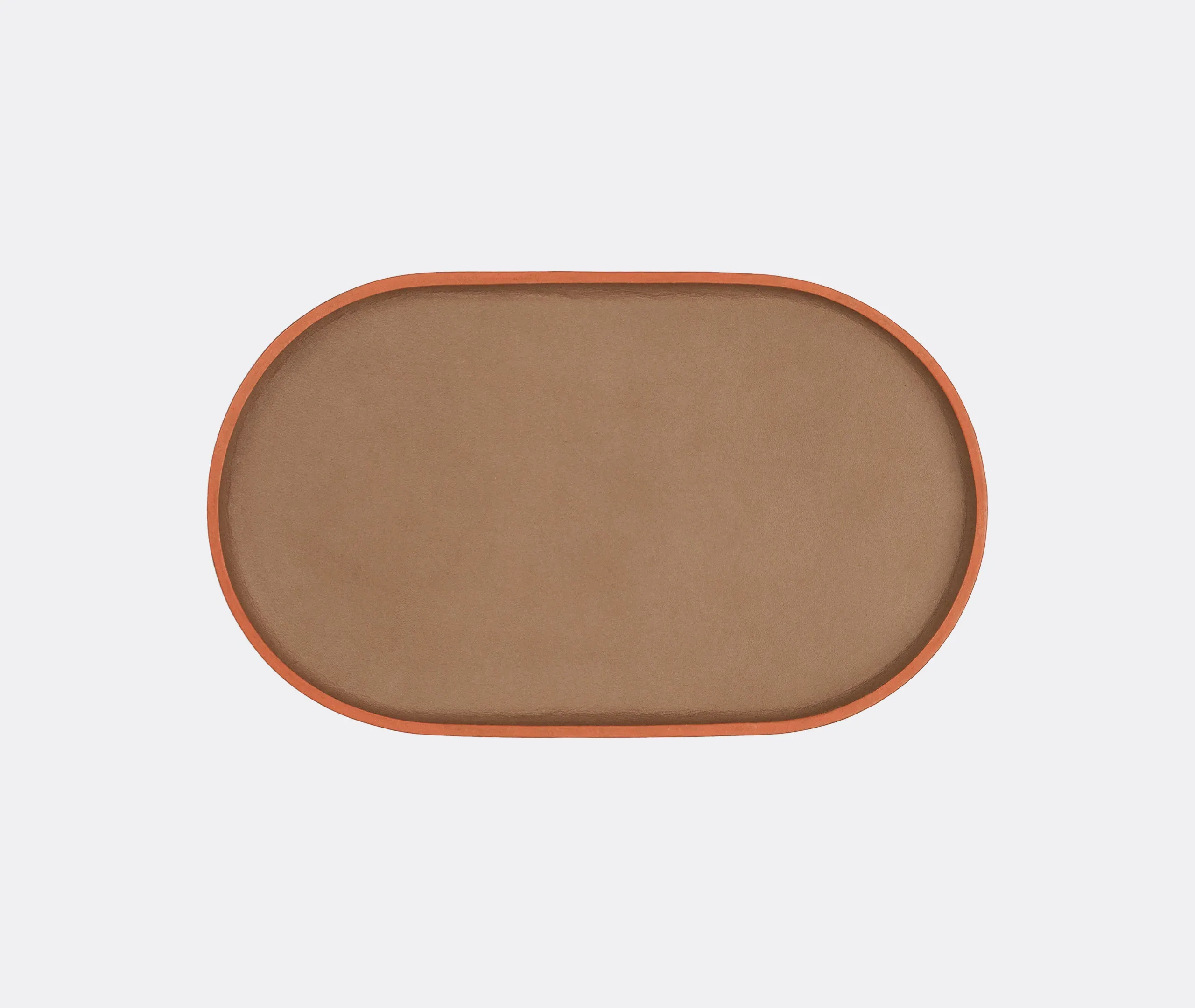 Plato Oval Serving Tray - Beige, Leather image