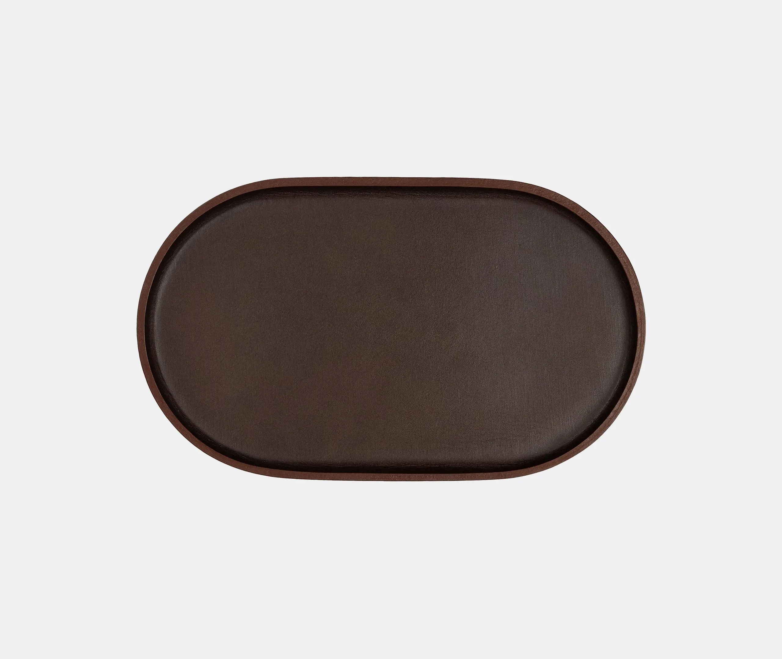 Plato Oval Serving Tray - Dark Brown, Leather image