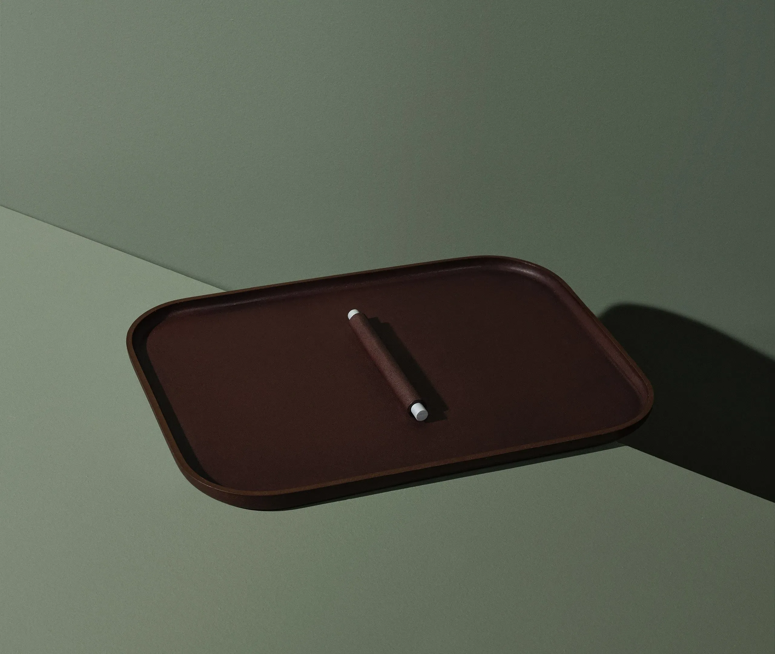 Plato Rectangle Serving Tray - Dark Brown, Leather