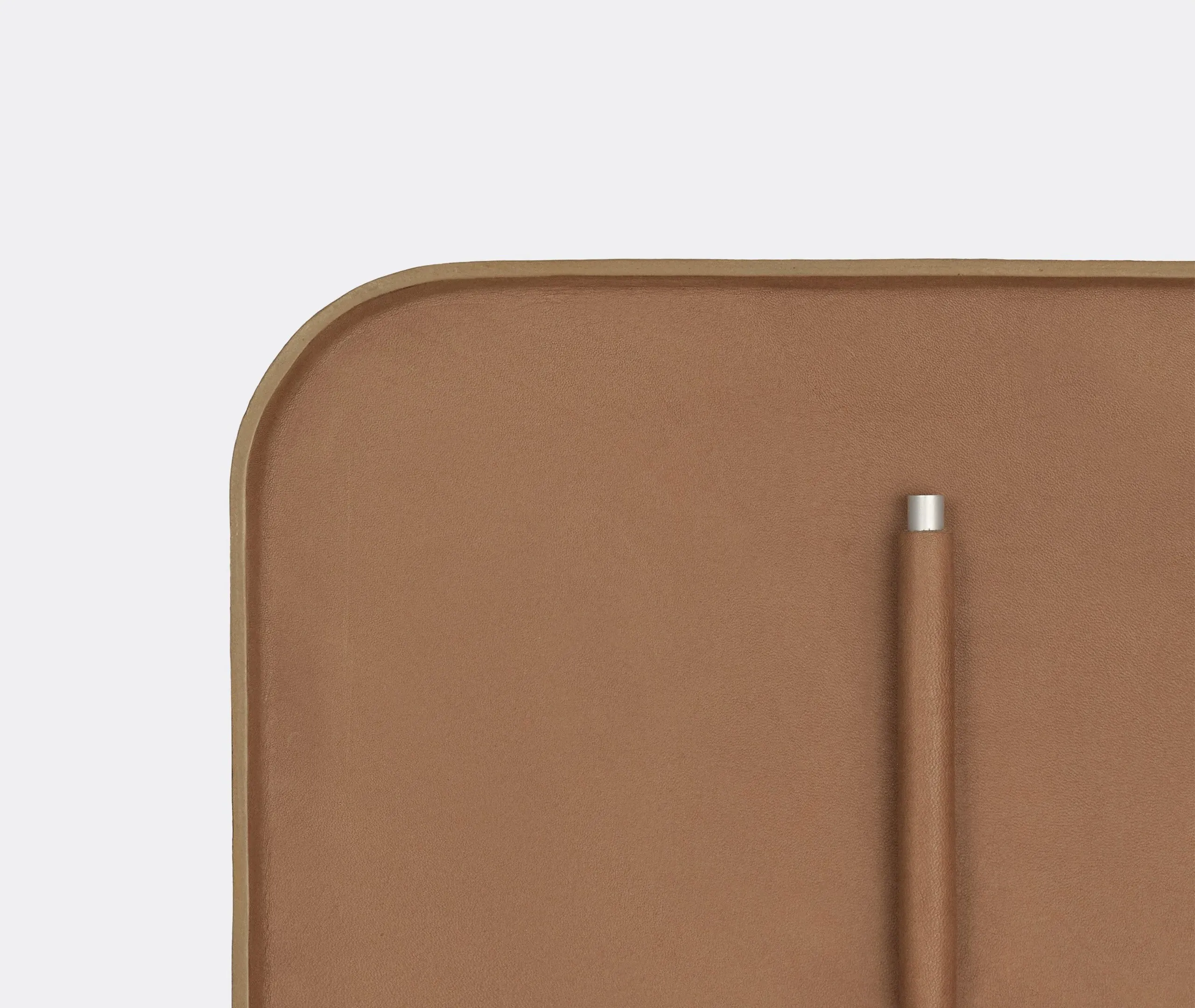 Plato Rectangle Serving Tray with Divider - Beige, Leather