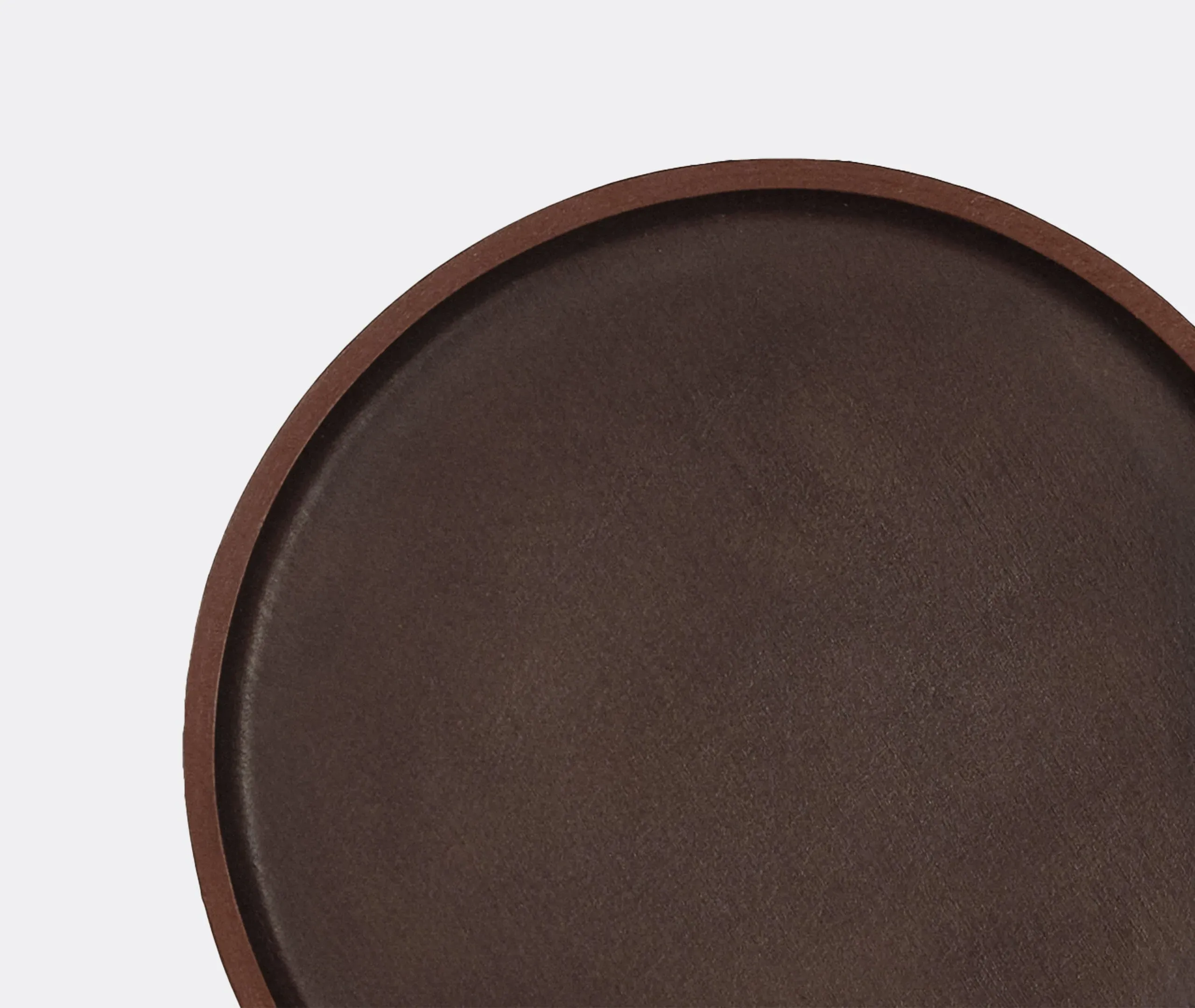 Plato Round Serving Tray - Dark Brown, Leather