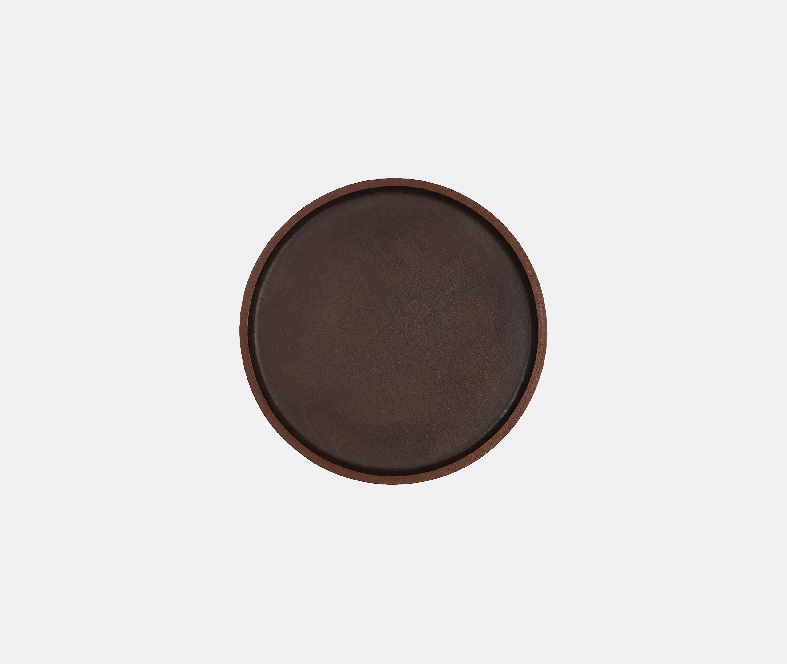 Plato Round Serving Tray - Dark Brown, Leather image