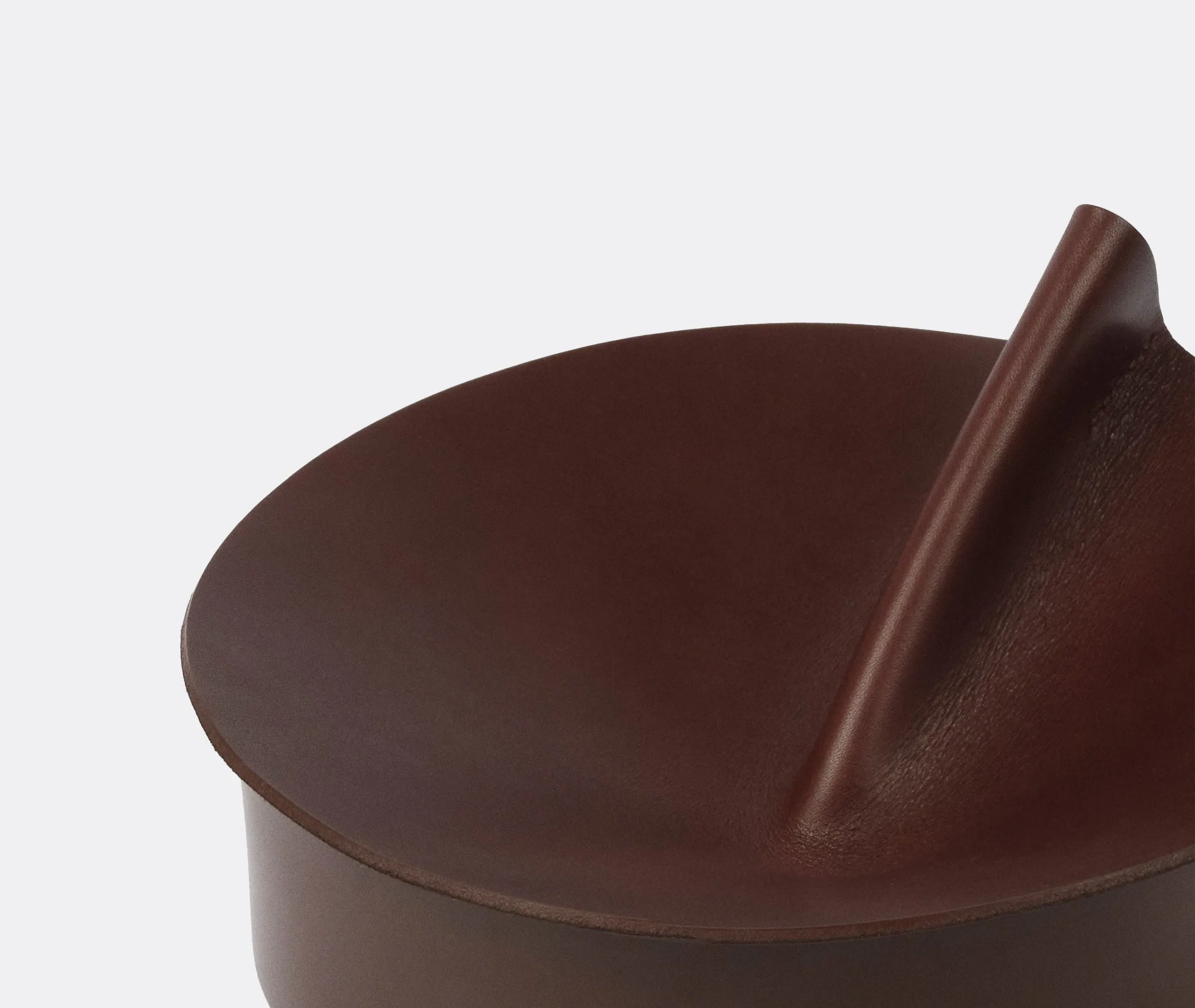 Small Storage Box with Sculptural Lid - Brown, Leather