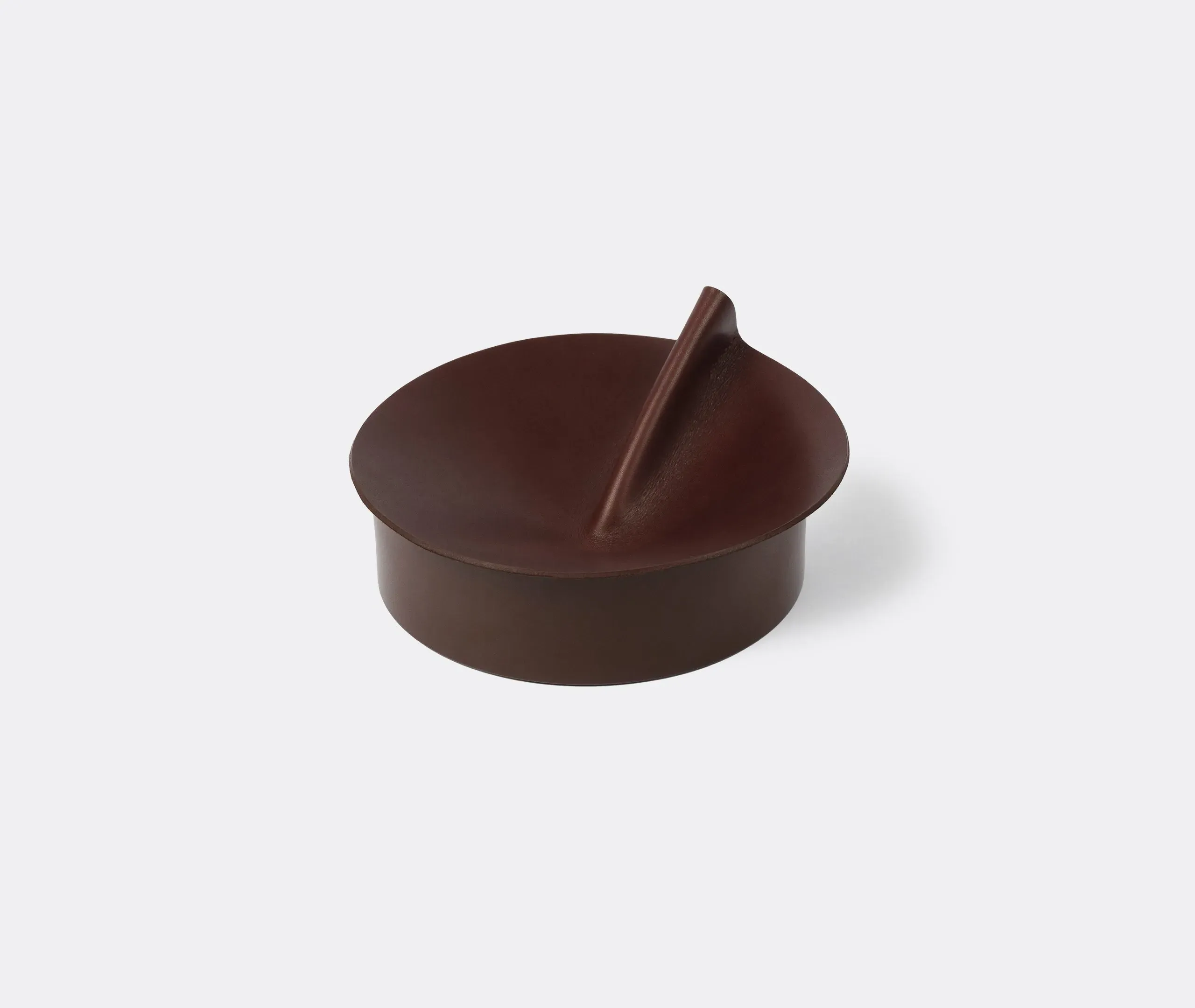 Small Storage Box with Sculptural Lid - Brown, Leather image