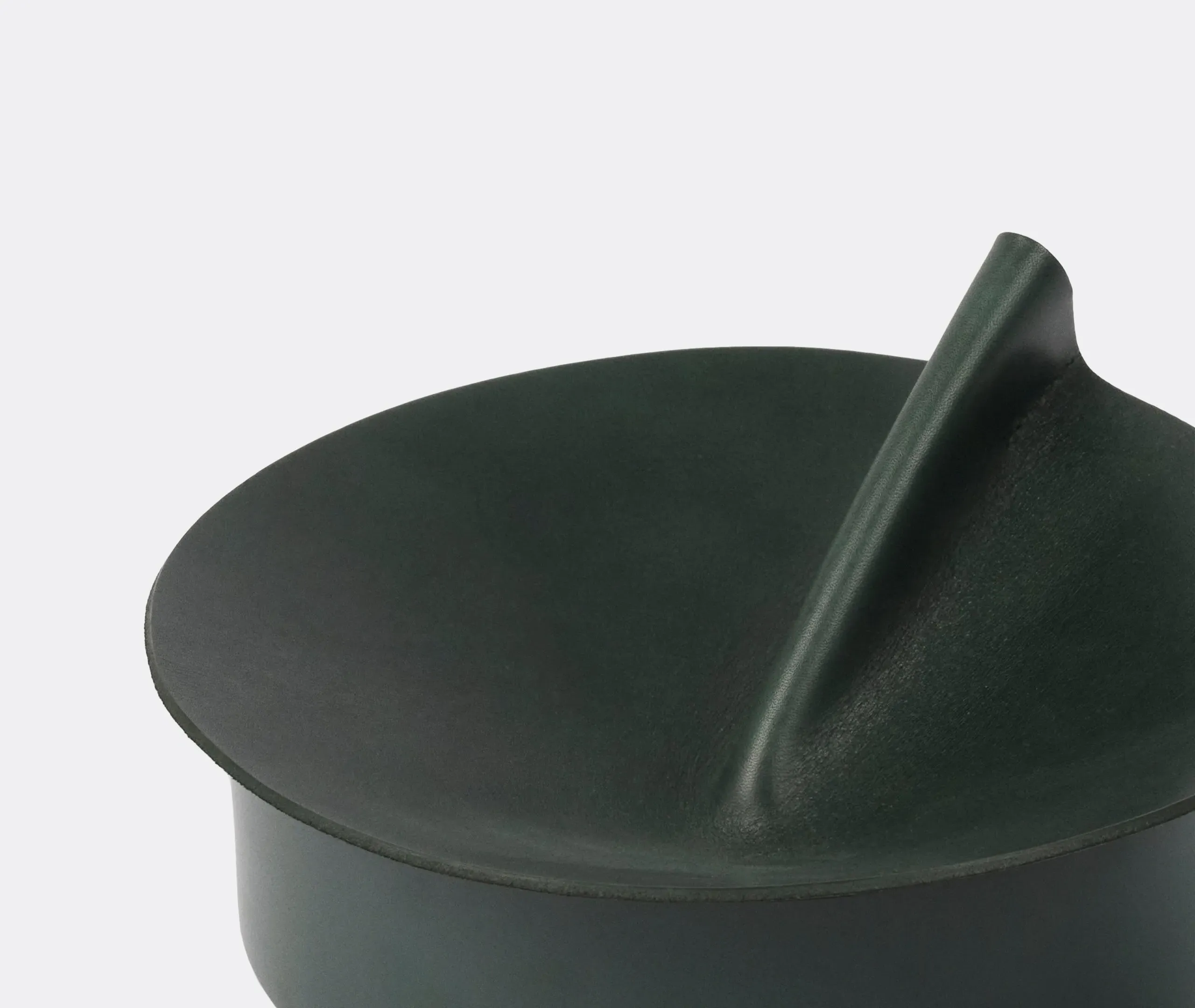 Small Storage Box with Sculptural Lid - Green, Leather