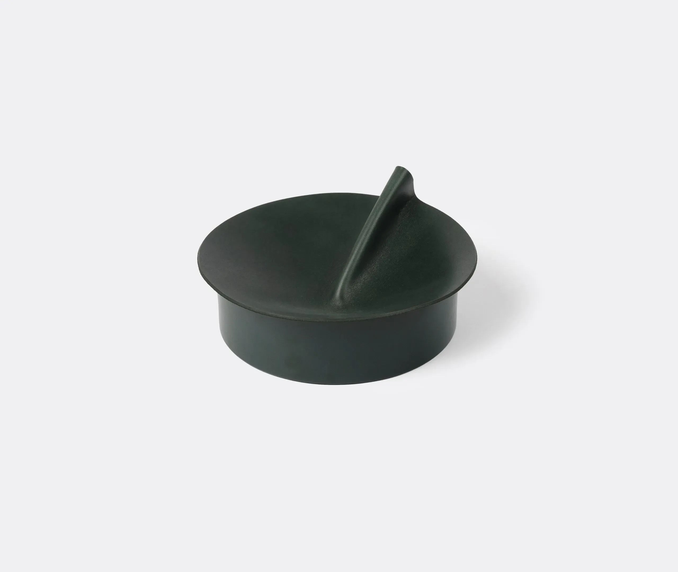 Small Storage Box with Sculptural Lid - Green, Leather