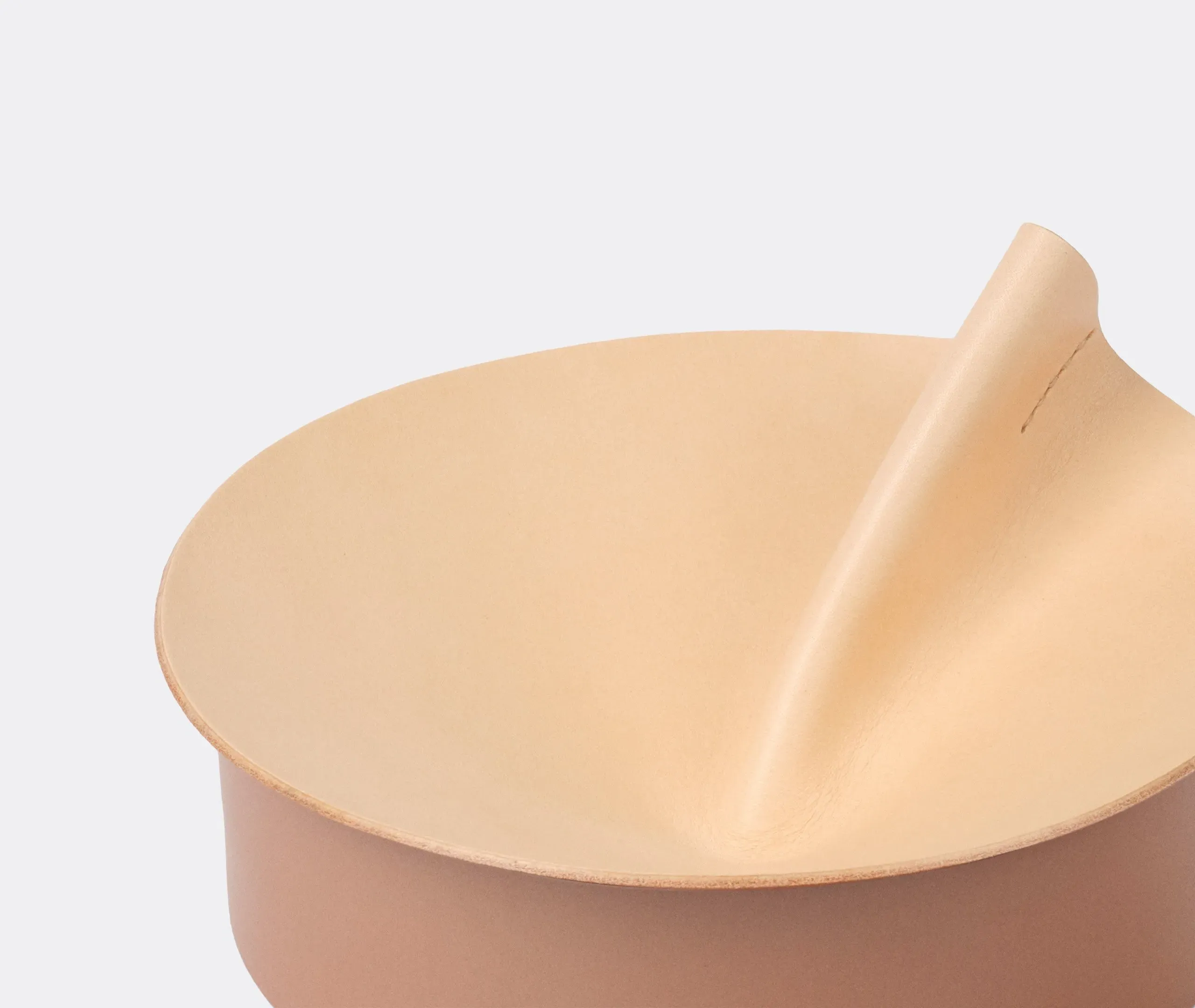 Small Storage Box with Sculptural Lid - Nude, Leather