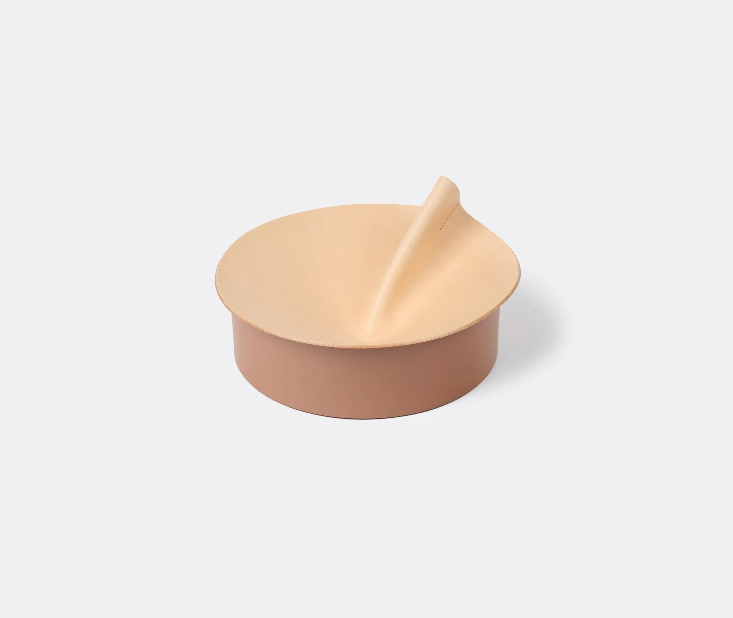 Small Storage Box with Sculptural Lid - Nude, Leather
