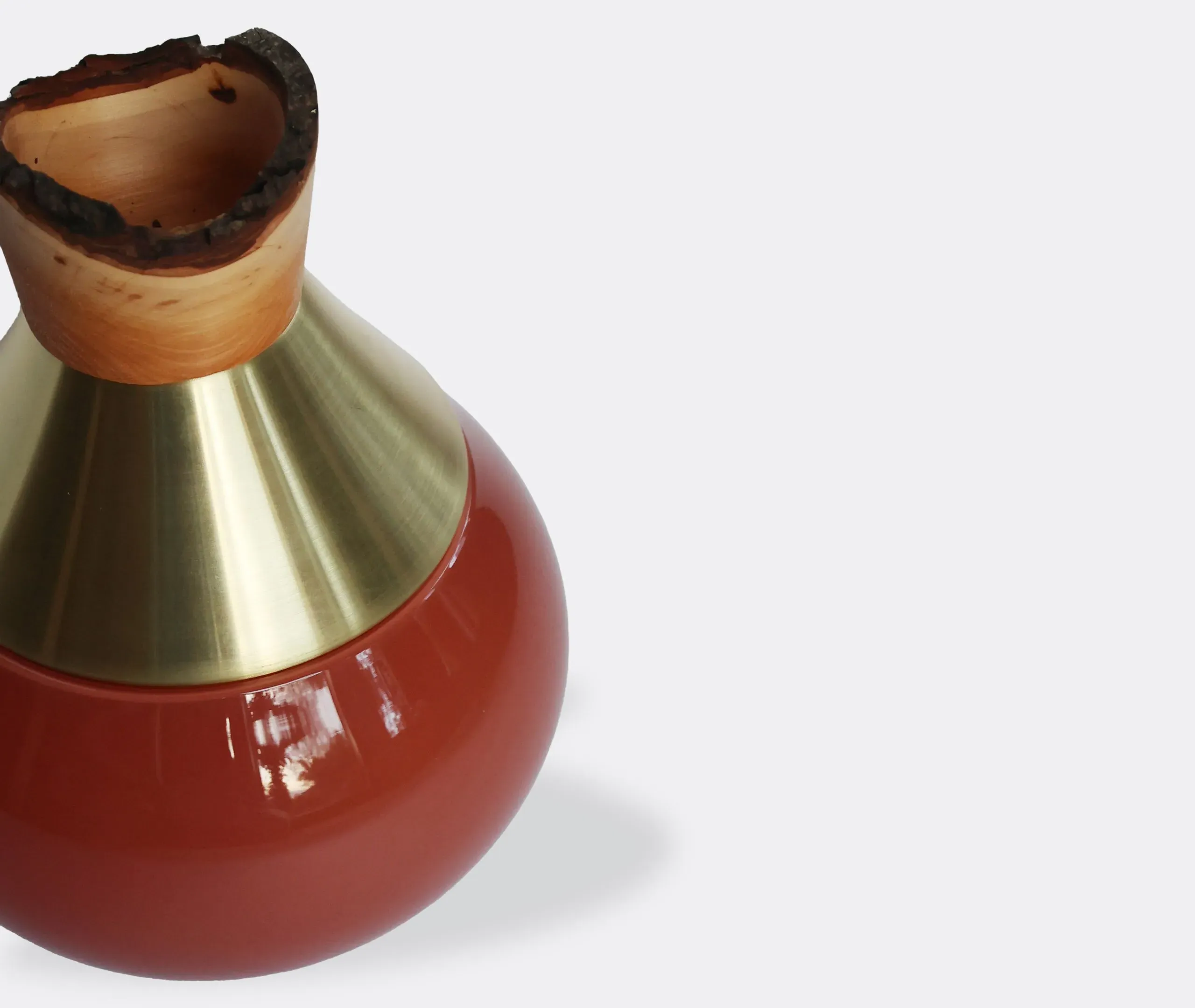 India Small 2 Stacking Vessel - Opal Red, Glass