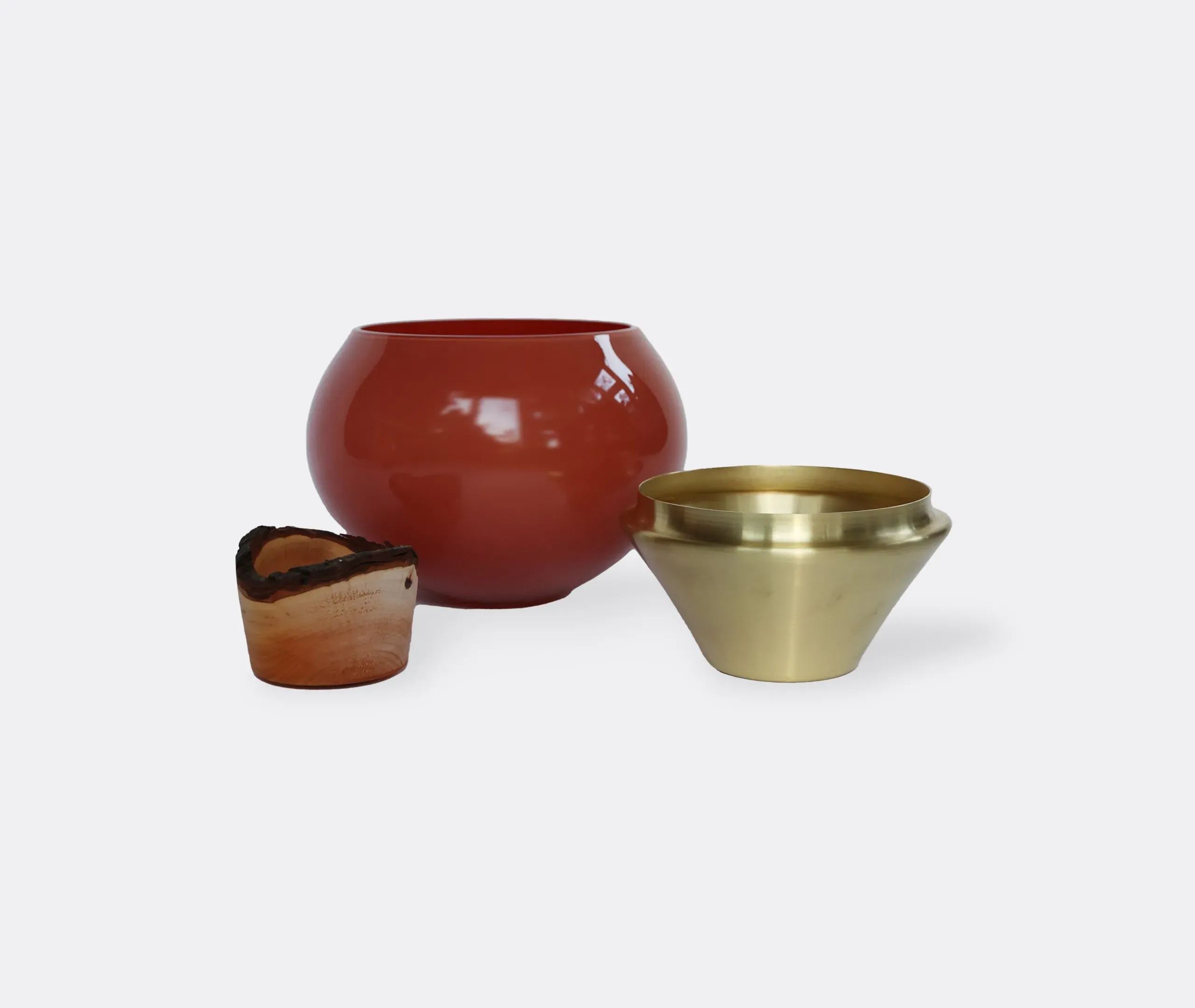 India Small 2 Stacking Vessel - Opal Red, Glass