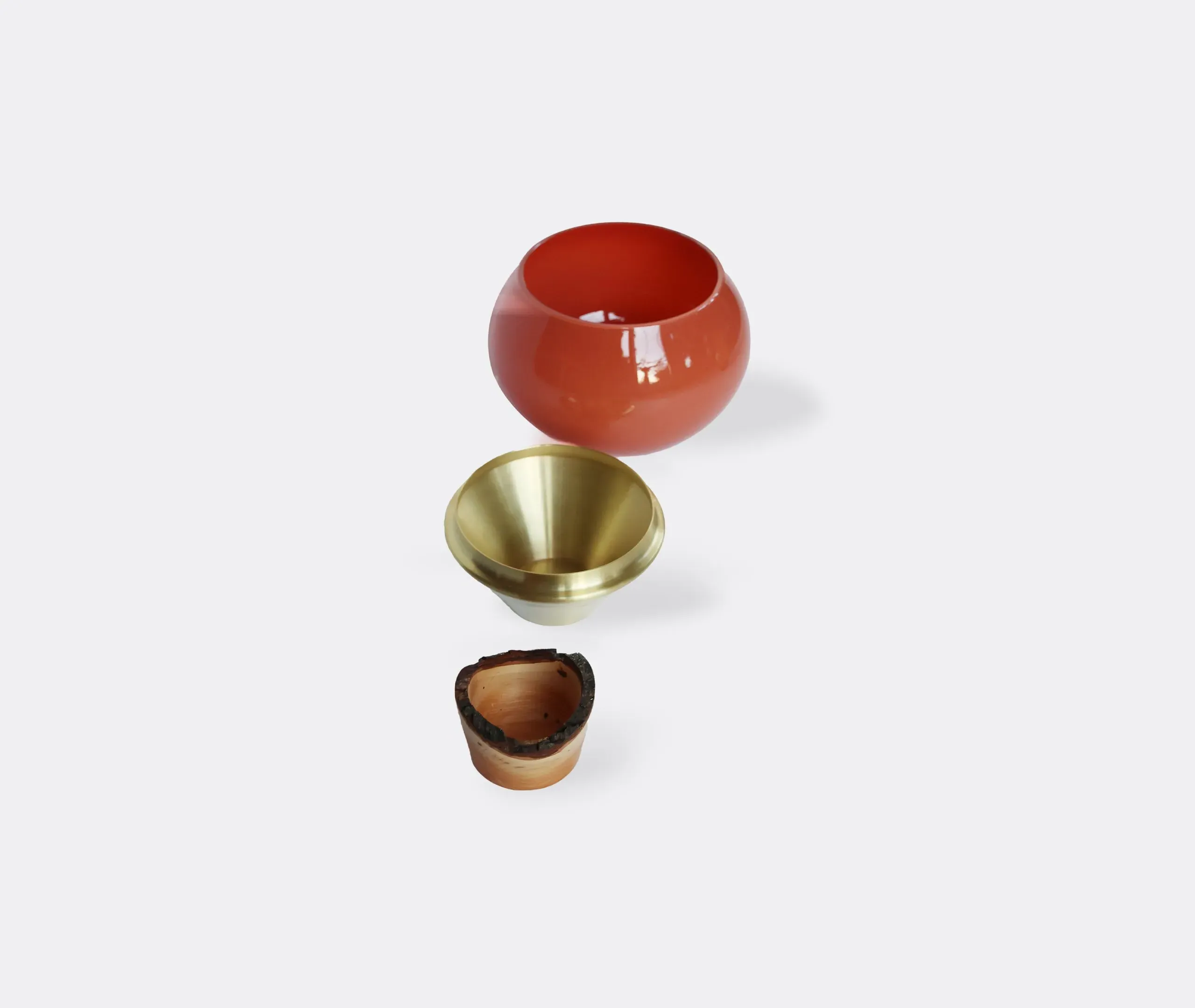 Small Stacking Vessel Set - Red, Glass