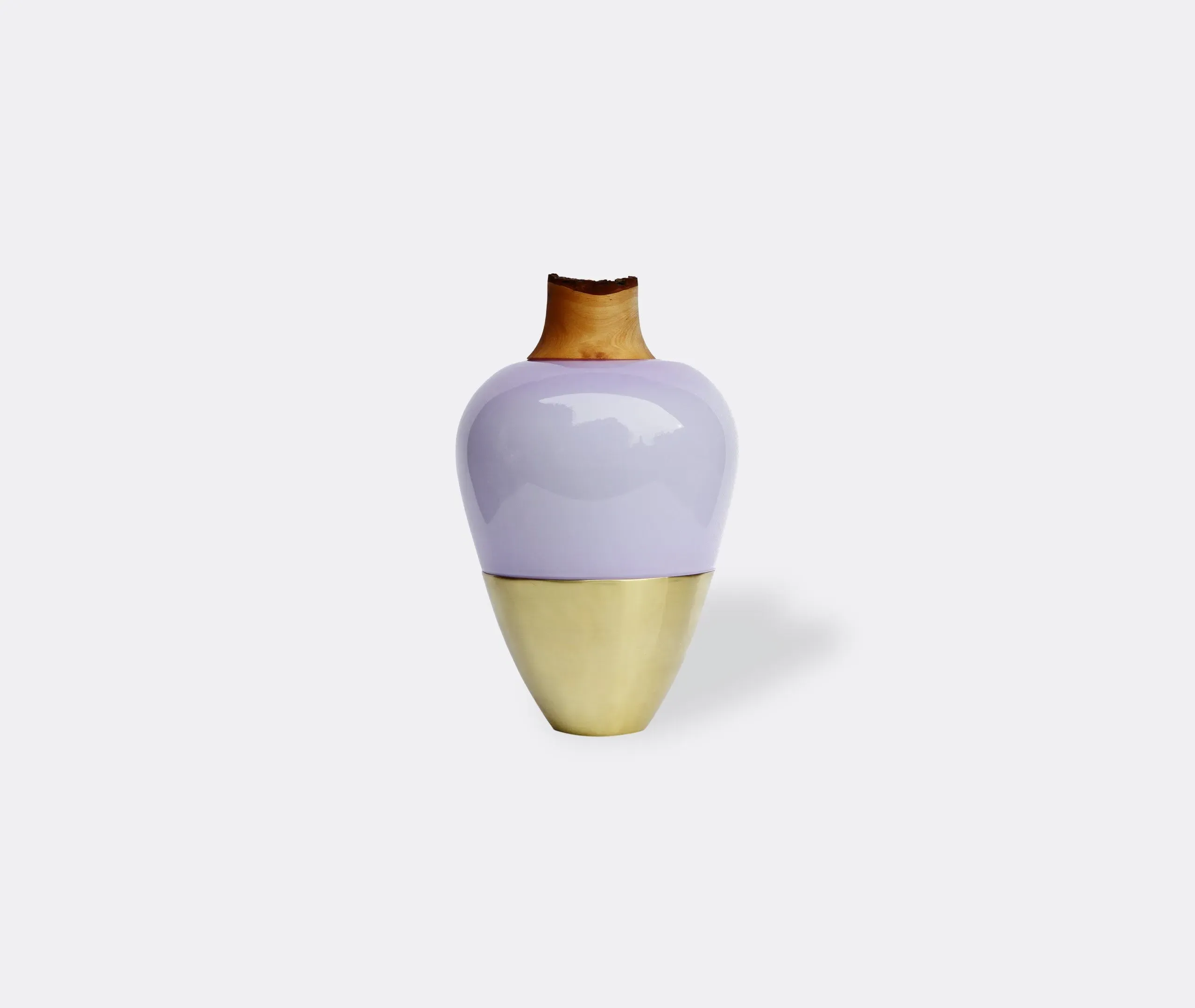 Stacking Vessel with Wood Base - Lavender, Glass image