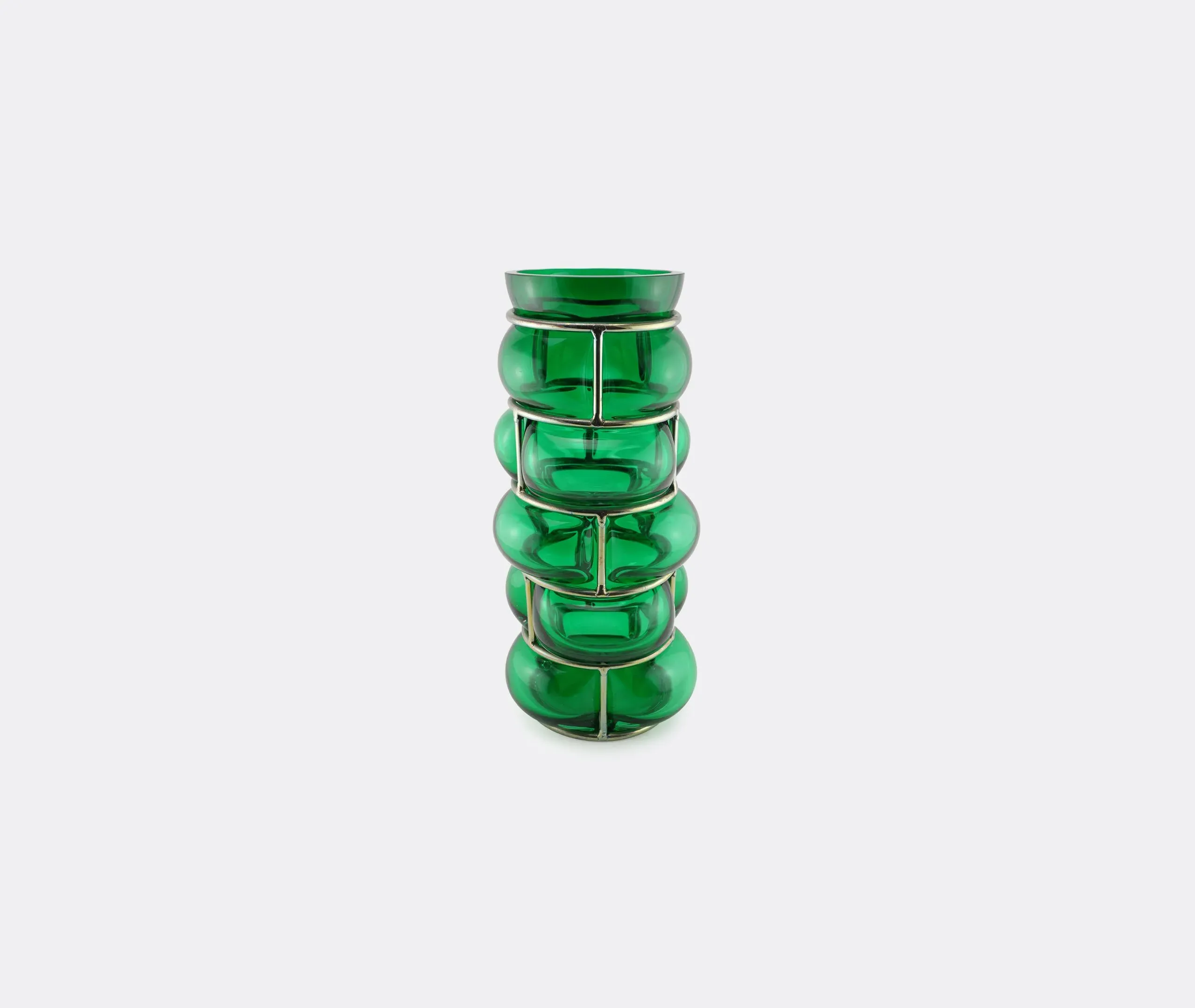 Brick Vase with Metal Frame - Green, Glass image