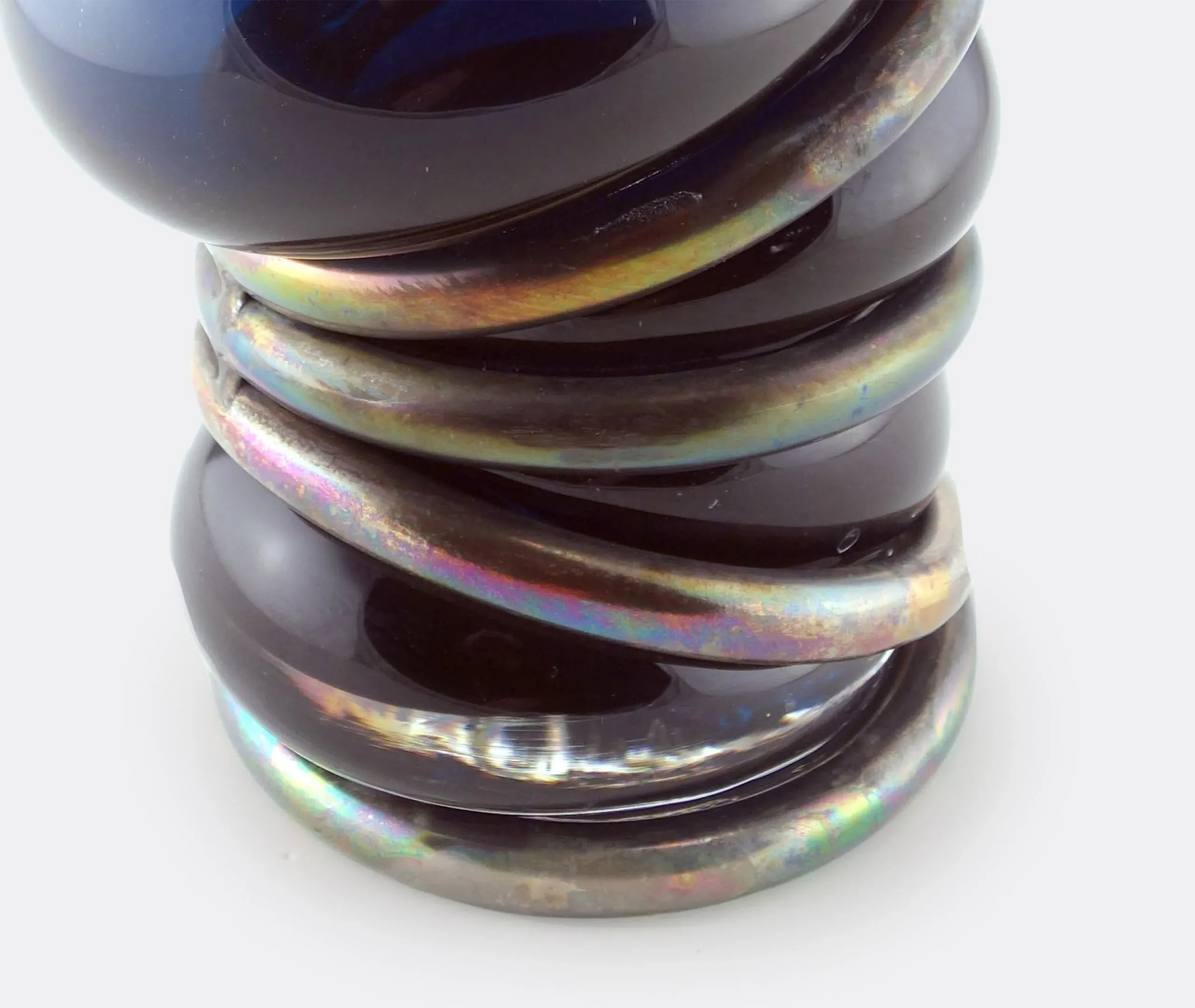 Chain Ring Vase - Dark Blue, Glass