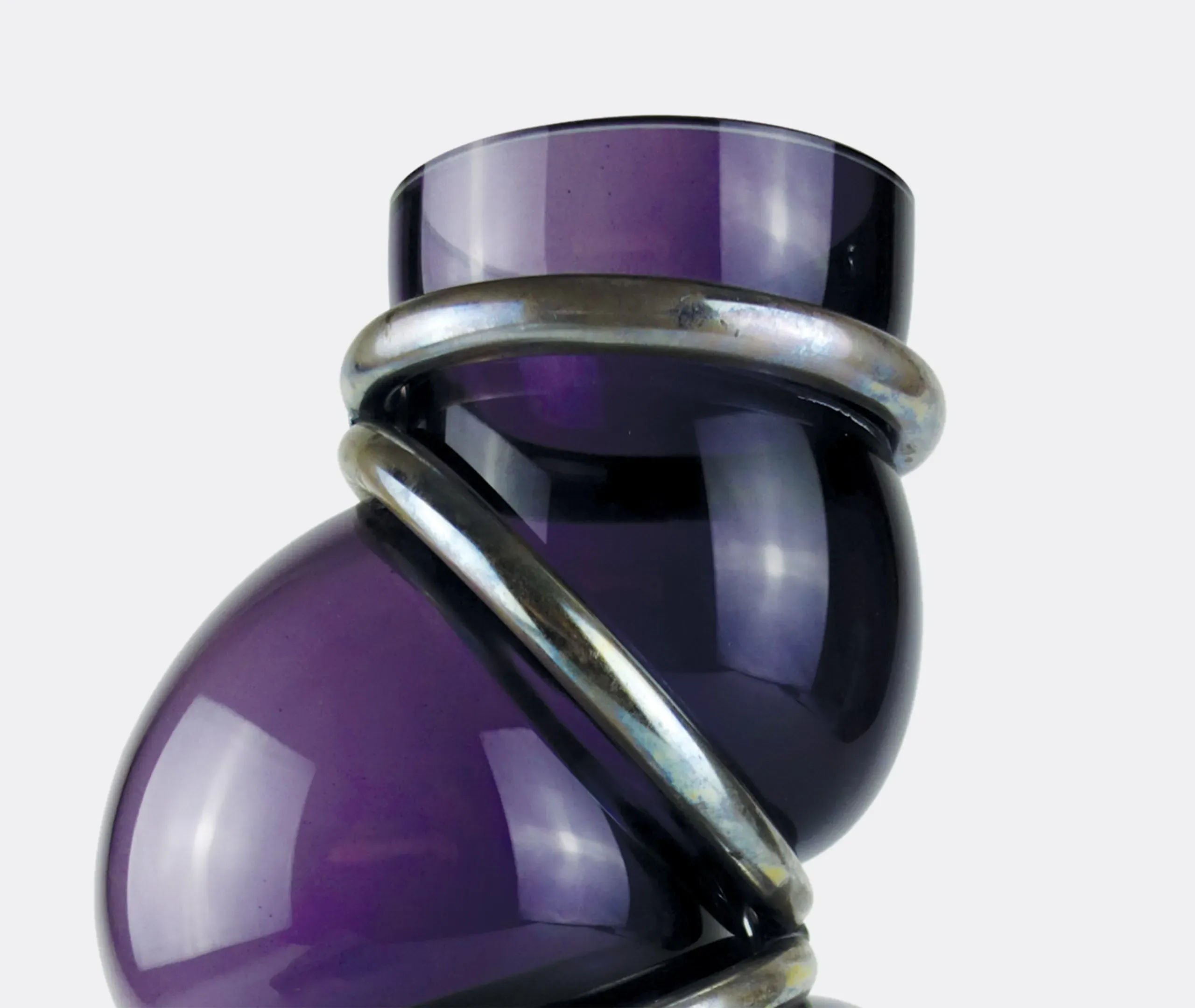 Chain Ring Vase - Dark Violet, Glass