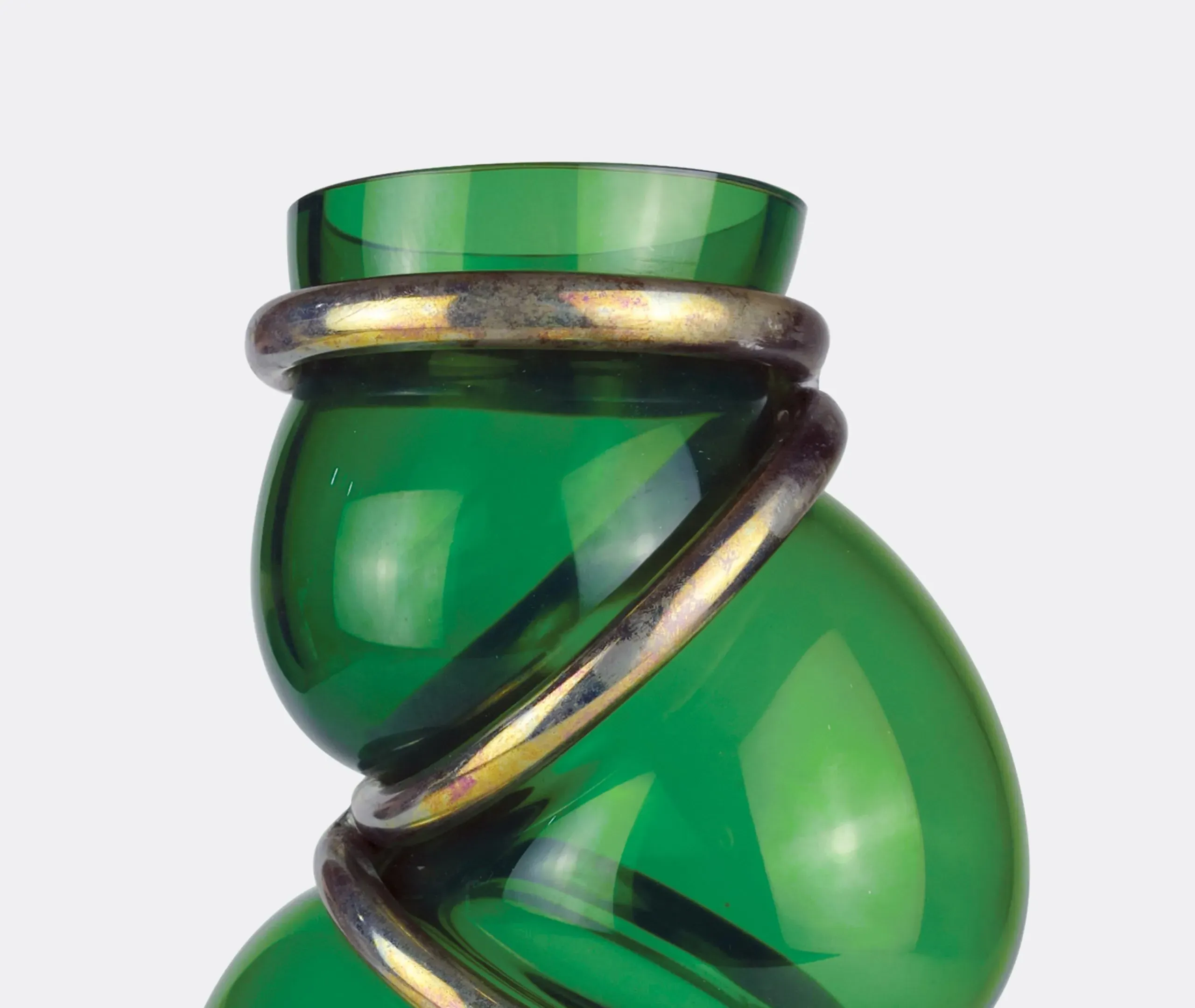Chain Ring Vase - Green, Glass