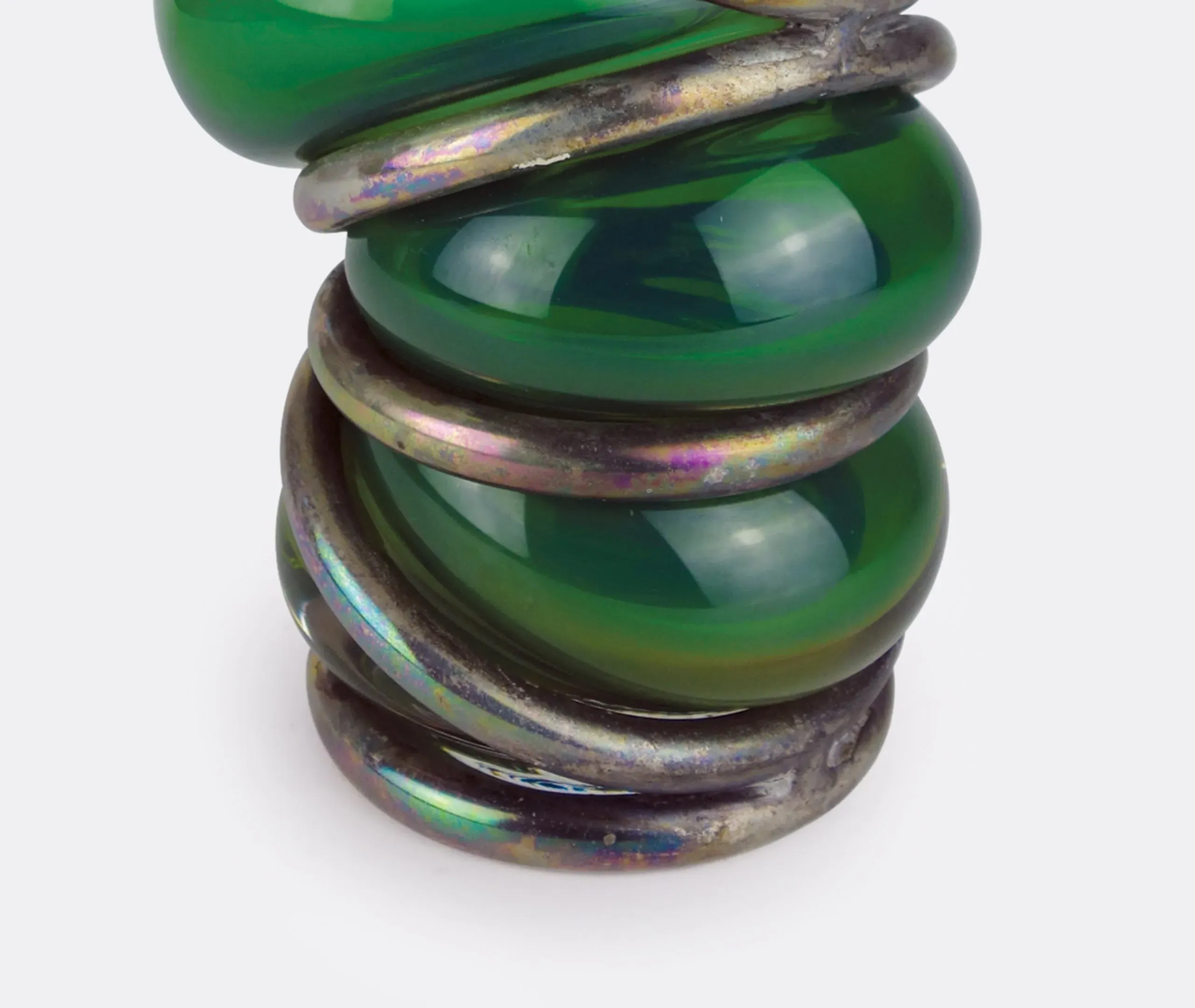 Chain Ring Vase - Green, Glass