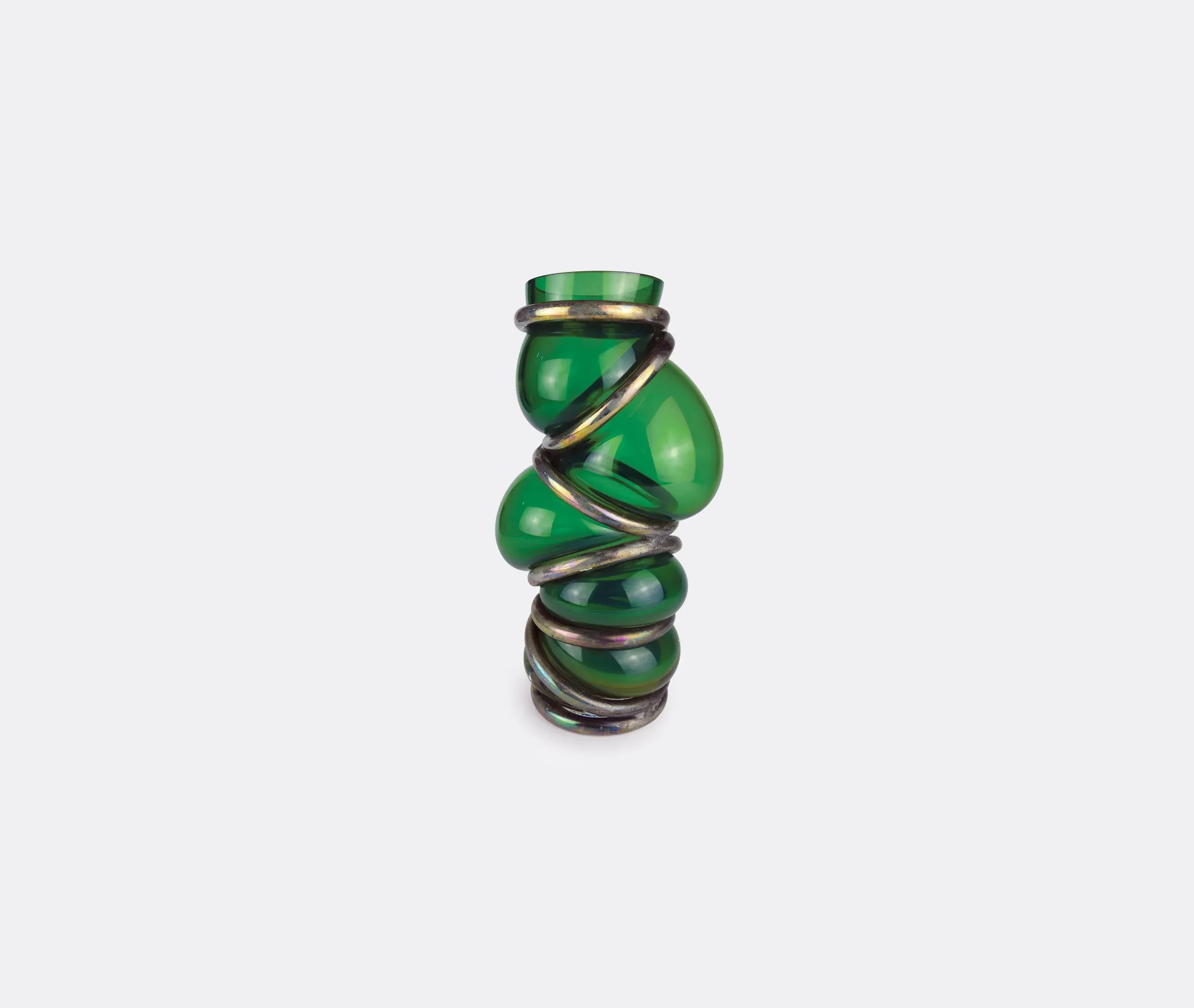 Chain Ring Vase - Green, Glass