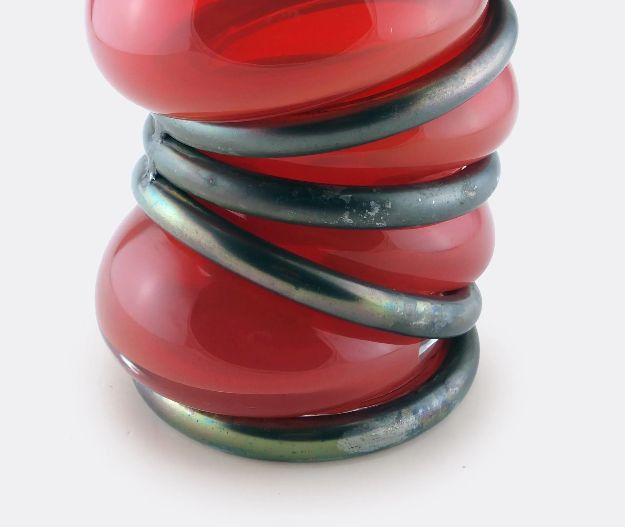 Chain Ring Vase - Red, Glass