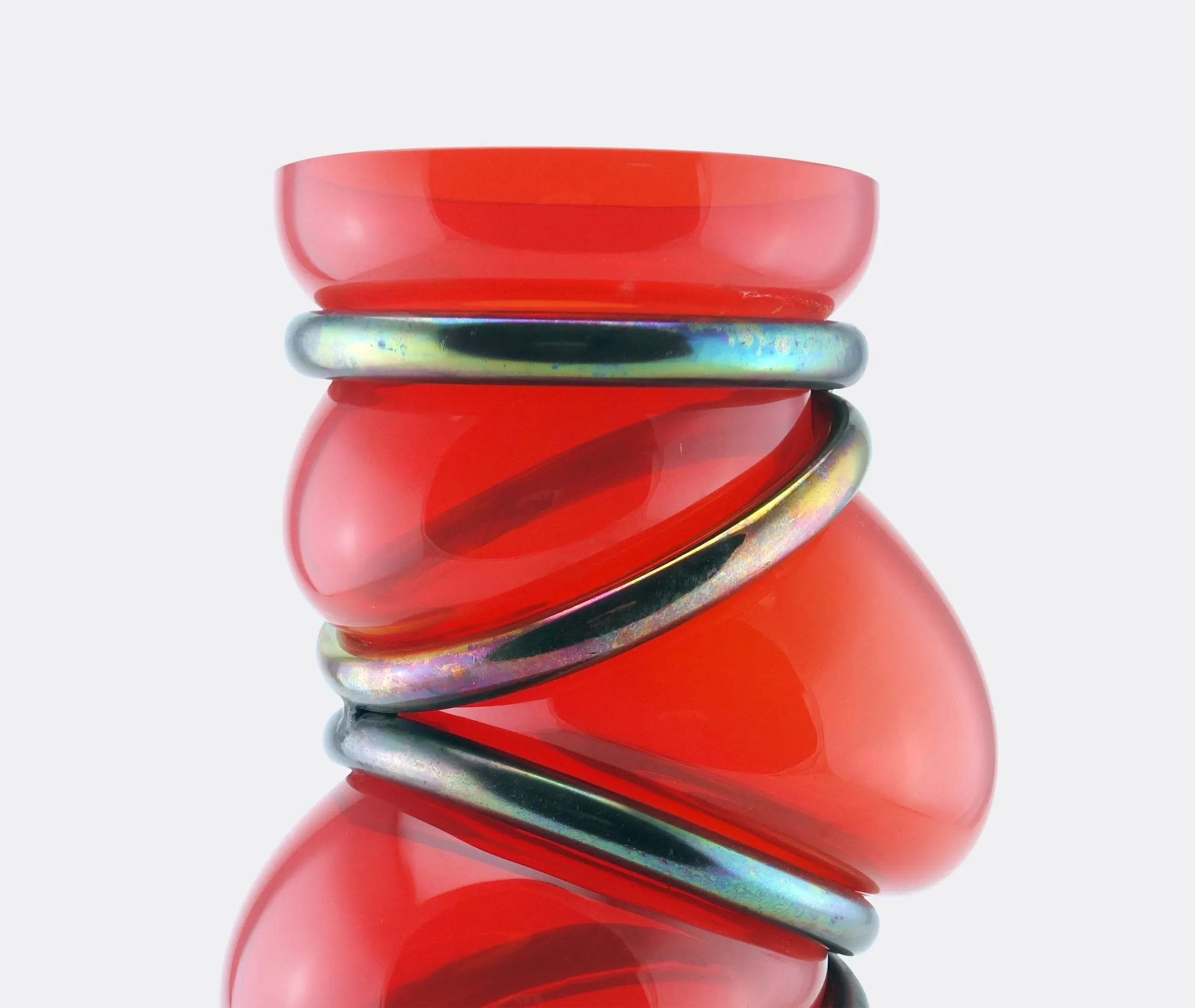 Chain Ring Vase - Red, Glass