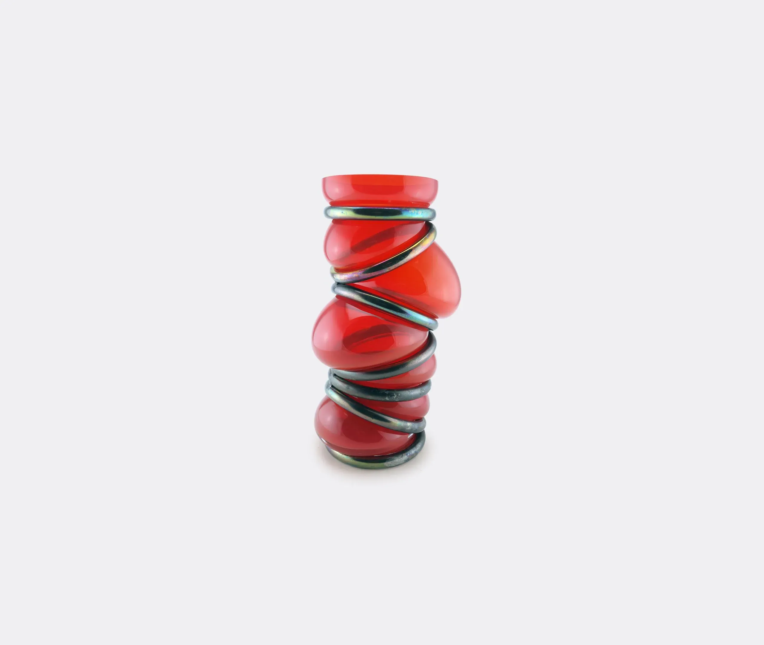 Chain Ring Vase - Red, Glass