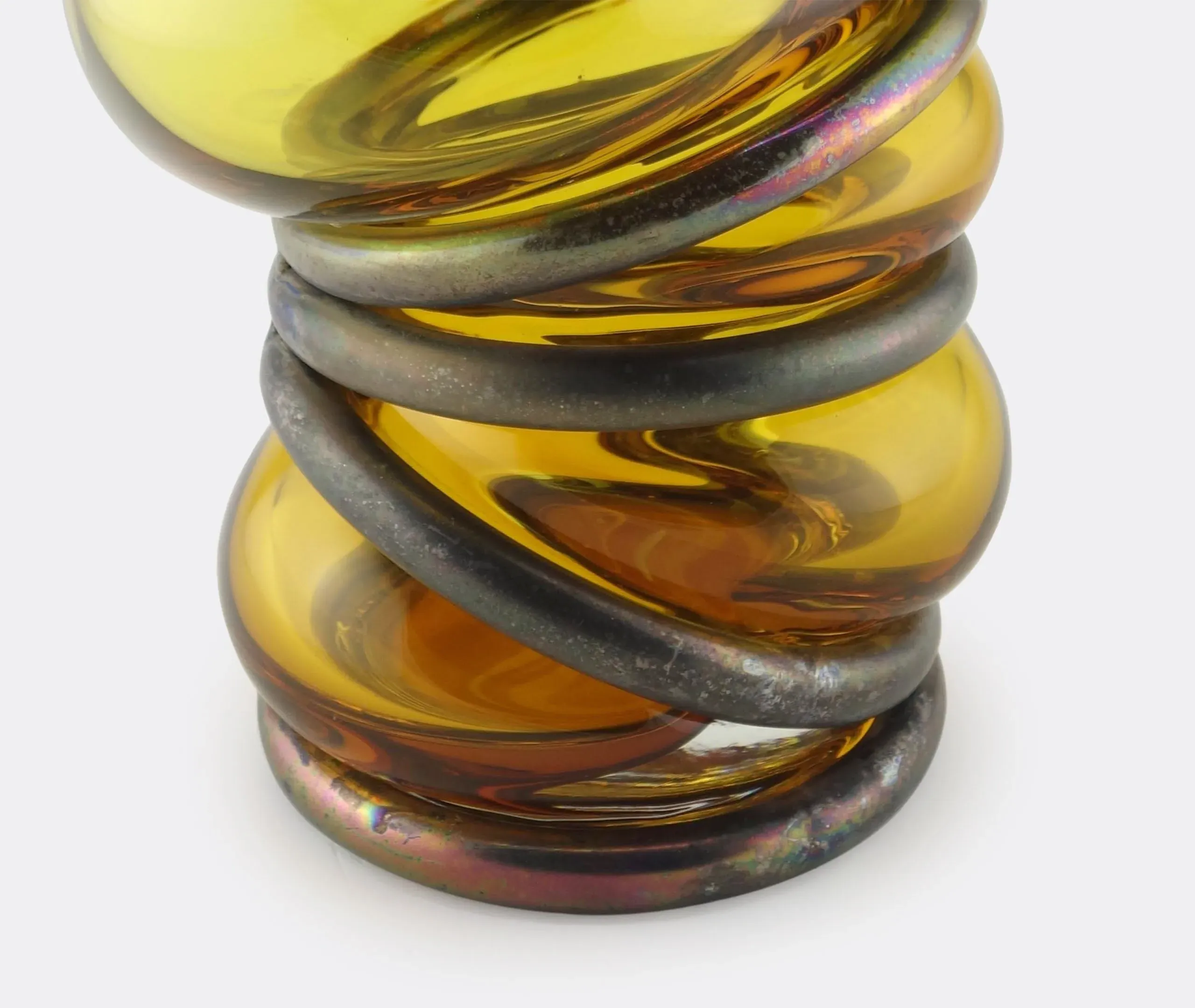 Chain Ring Vase - Yellow, Glass